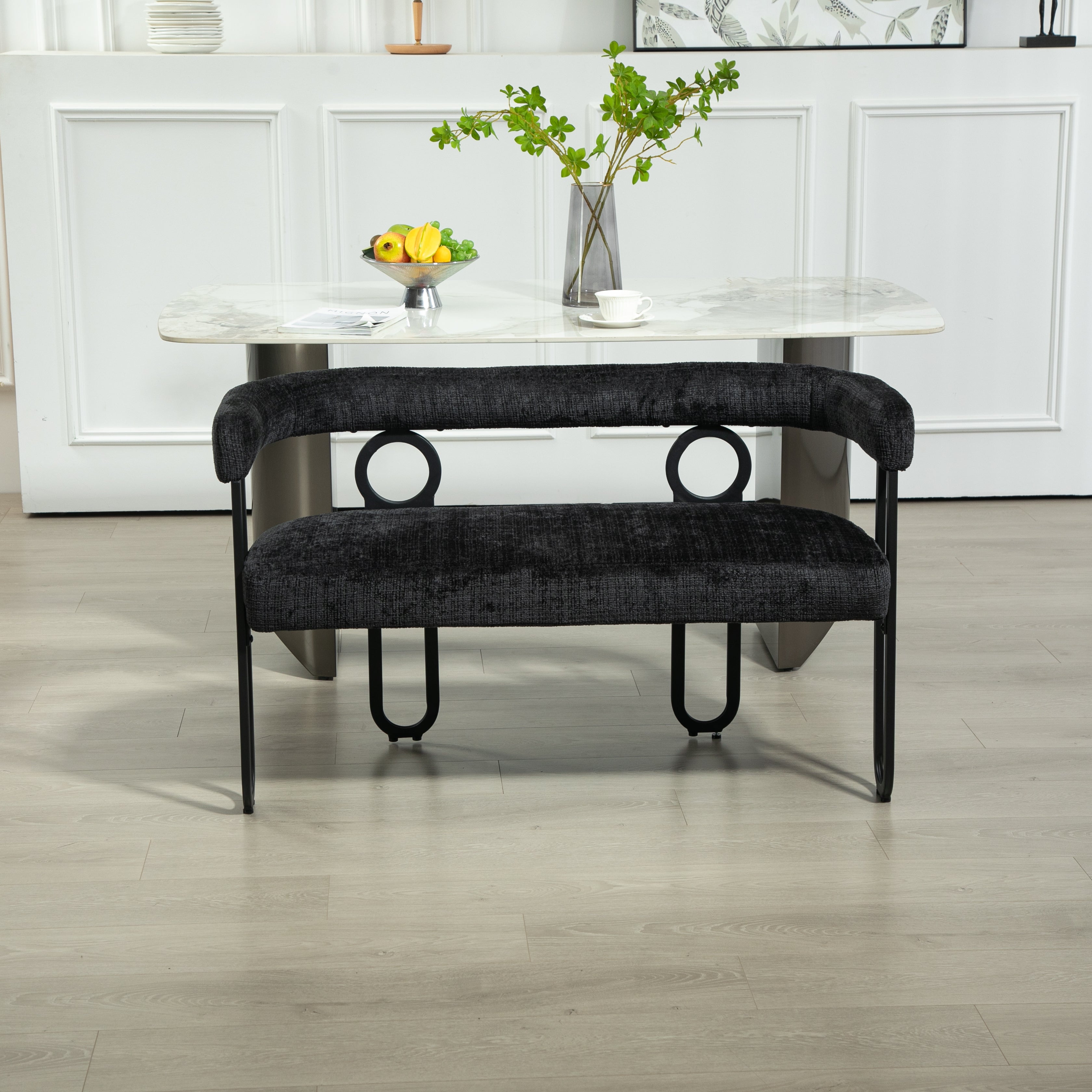 Logidon tweepersoonsslaapbank met ronde rug, zwart chenille