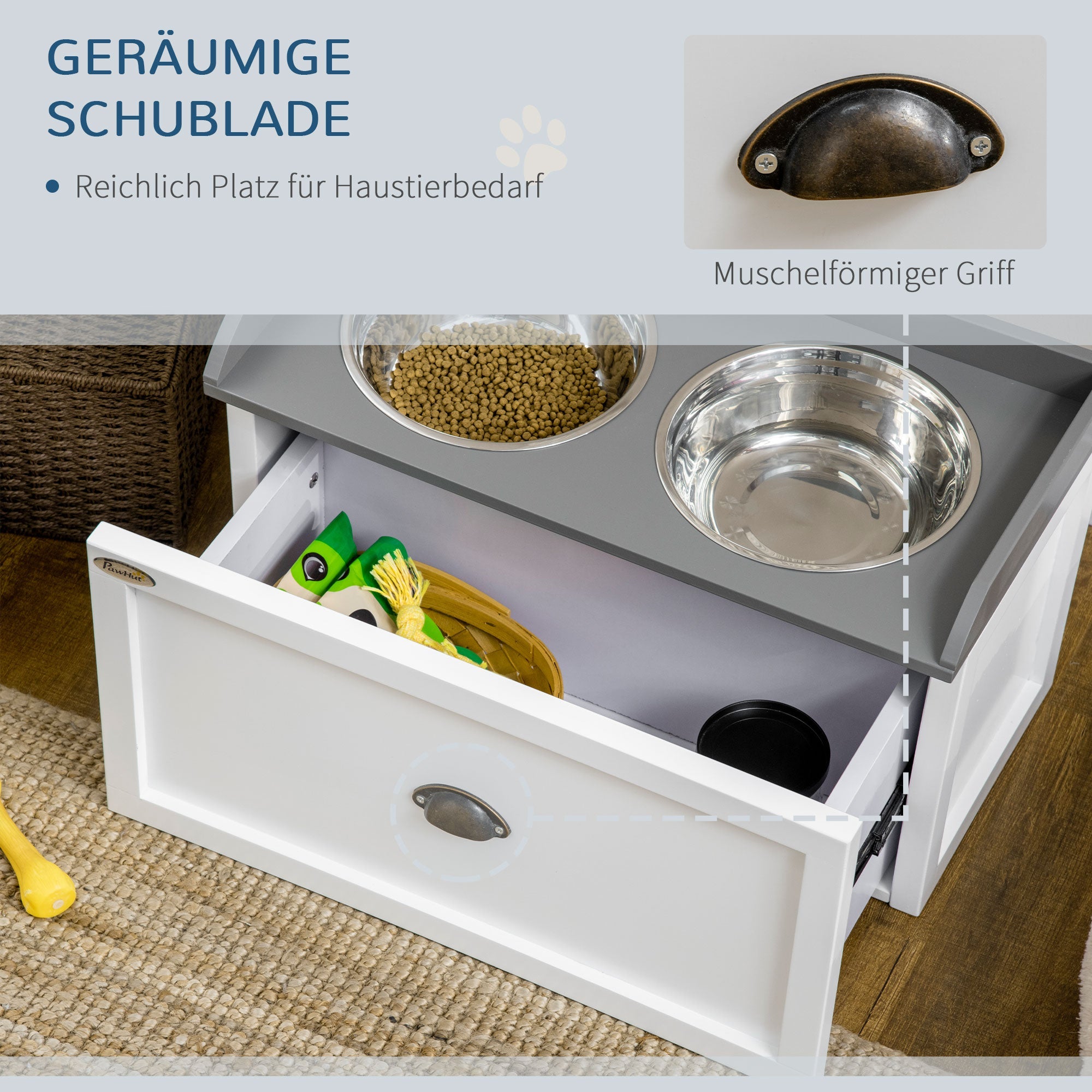 Logidon Voerstation Verhoogd 2x2L Kommen RVS Wit