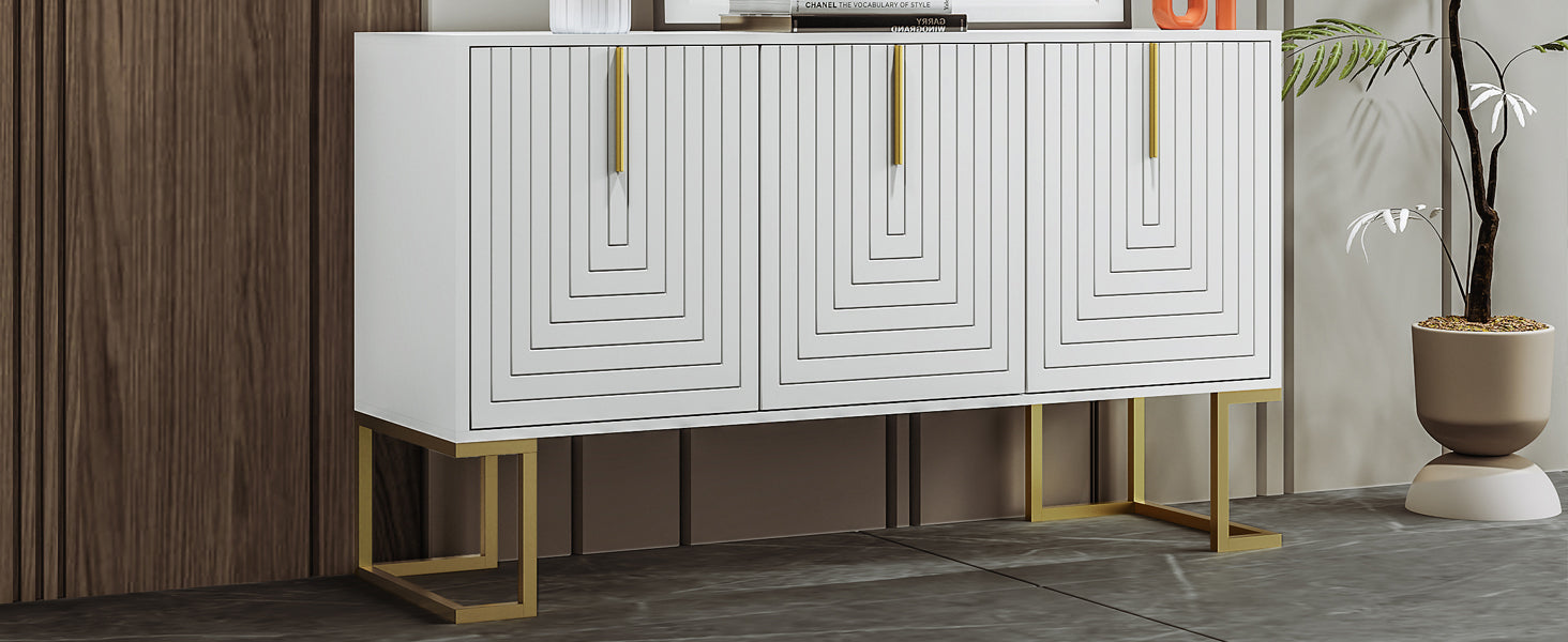 Logidon Dressoir 3 Deuren Met Verstelbare Planken Wit 138 x 40 x 80 cm