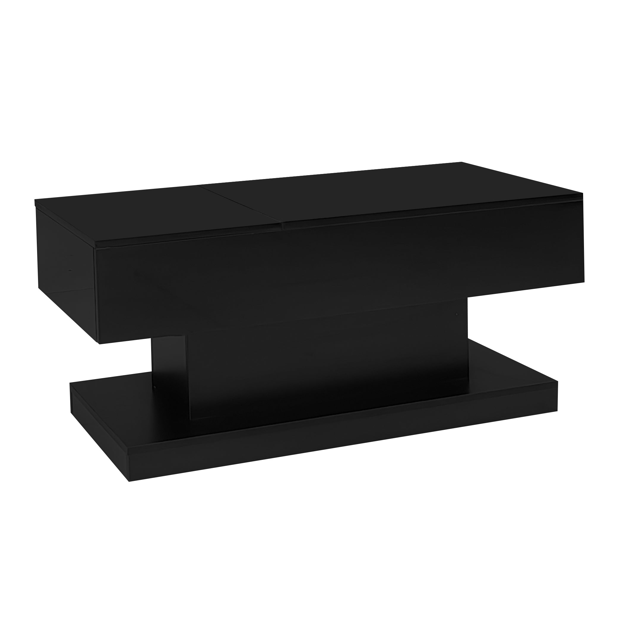 Logidon hoogglans liftsalontafel zwart 100x50x45 cm LED-verlichting