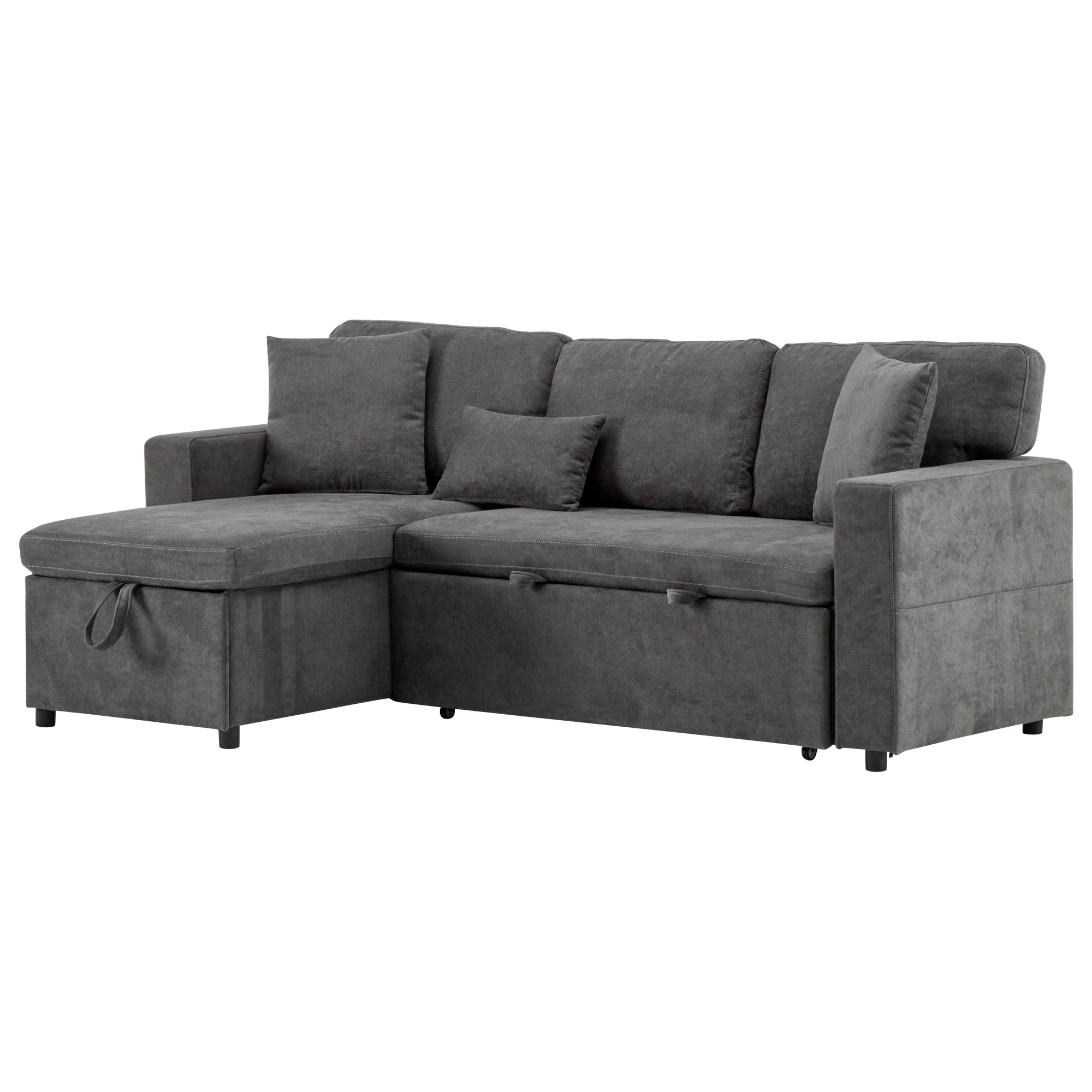 Logidon Corner Sofa Gray Extendable Bed With Bed Box Shelf 214x131