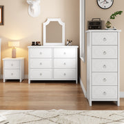Logidon storage trio white bedside table mirror cabinet and 5 drawers