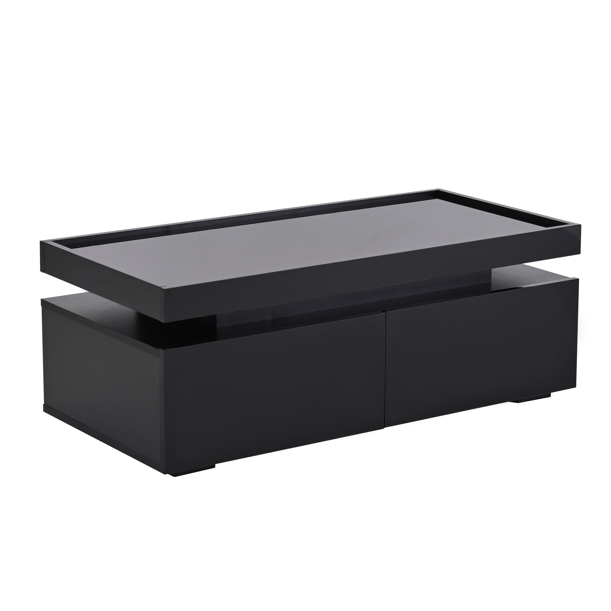 Logidon hoogglans salontafel 95x45x35 cm met LED verlichting zwart