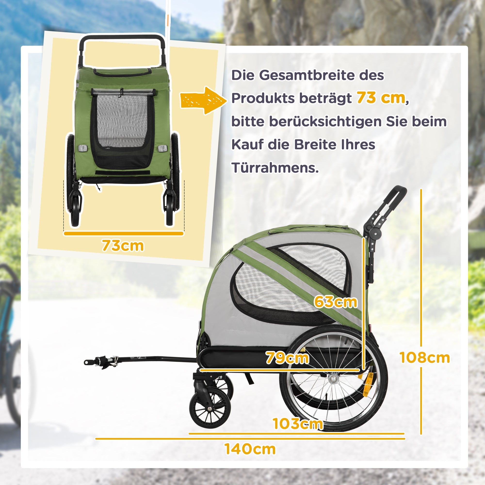 Logidon PawHut 2 in 1 hondenkar buggy groen voor middelgrote honden