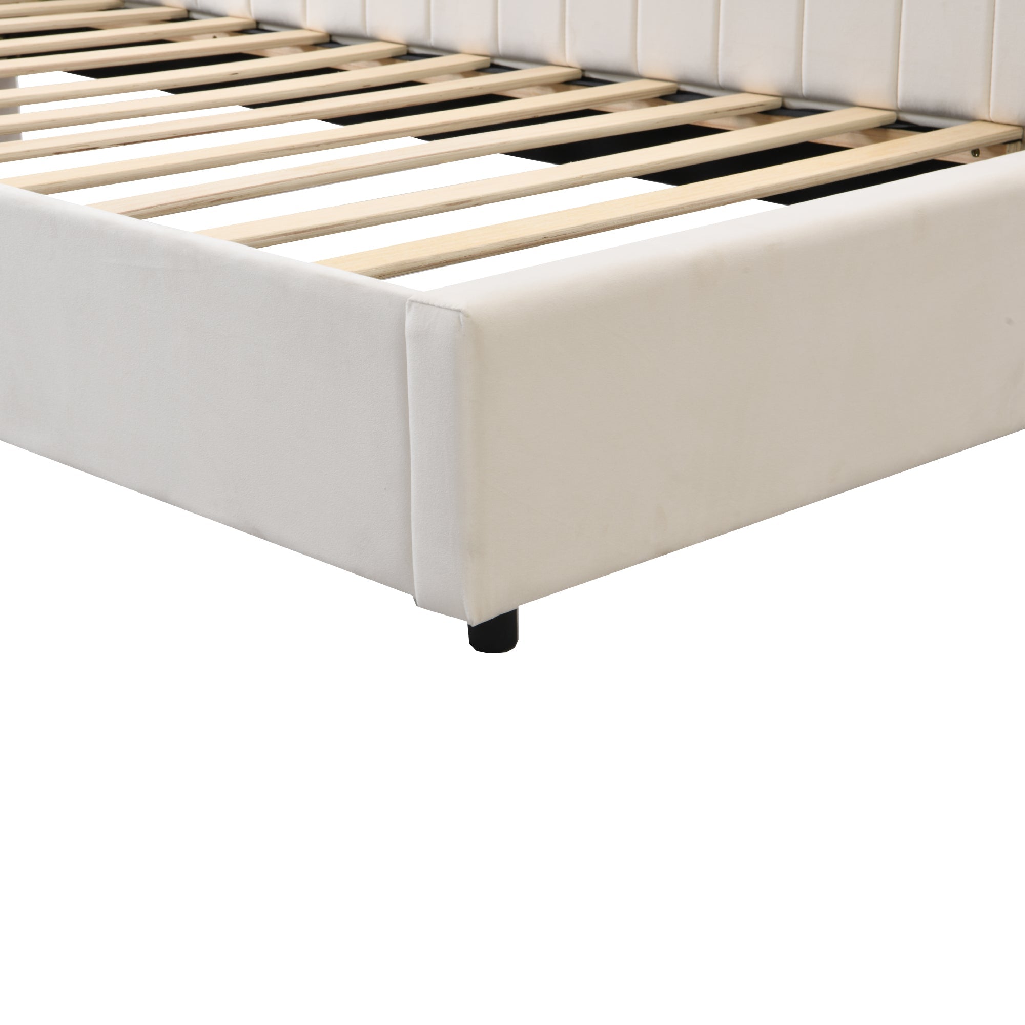 Logidon upholstered bed 90x200 multifunctional bed with slatted frame beige velvet