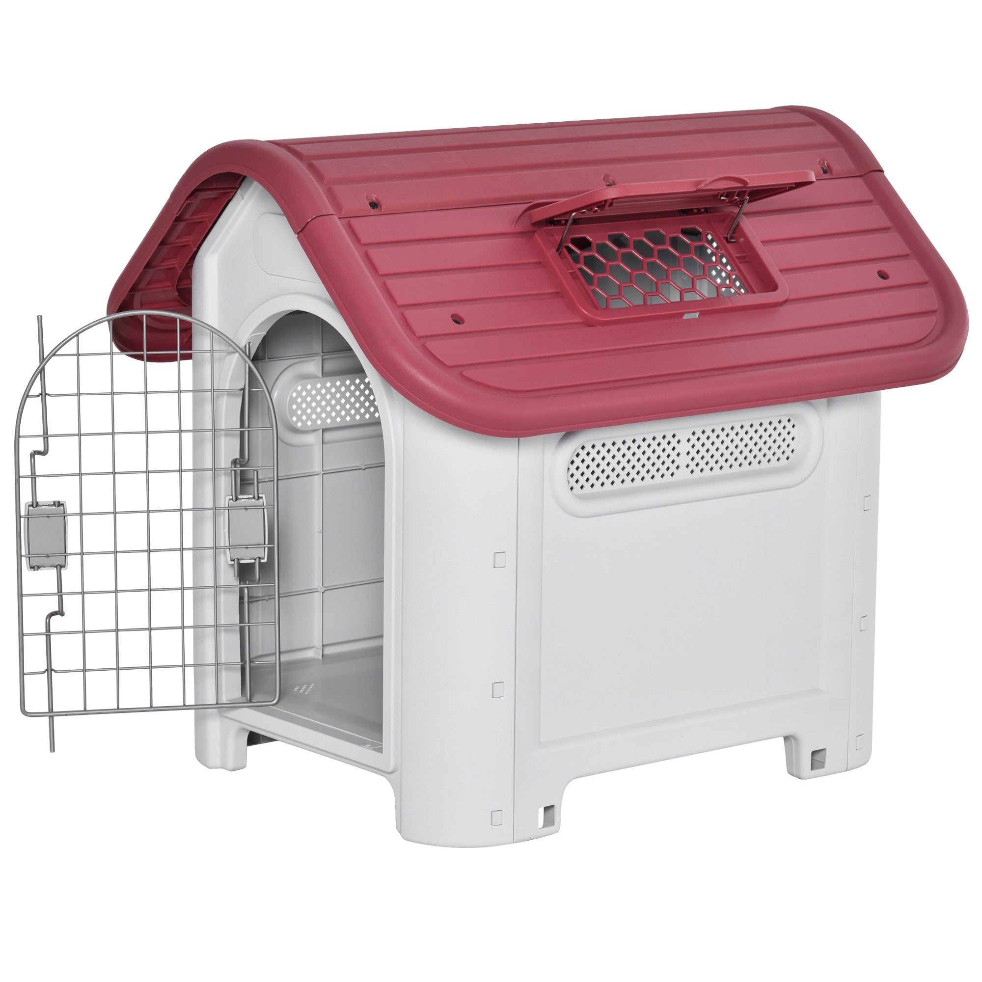 Logidon Hondenkennel Outdoor Rood 75x59x66 cm met Dakluik