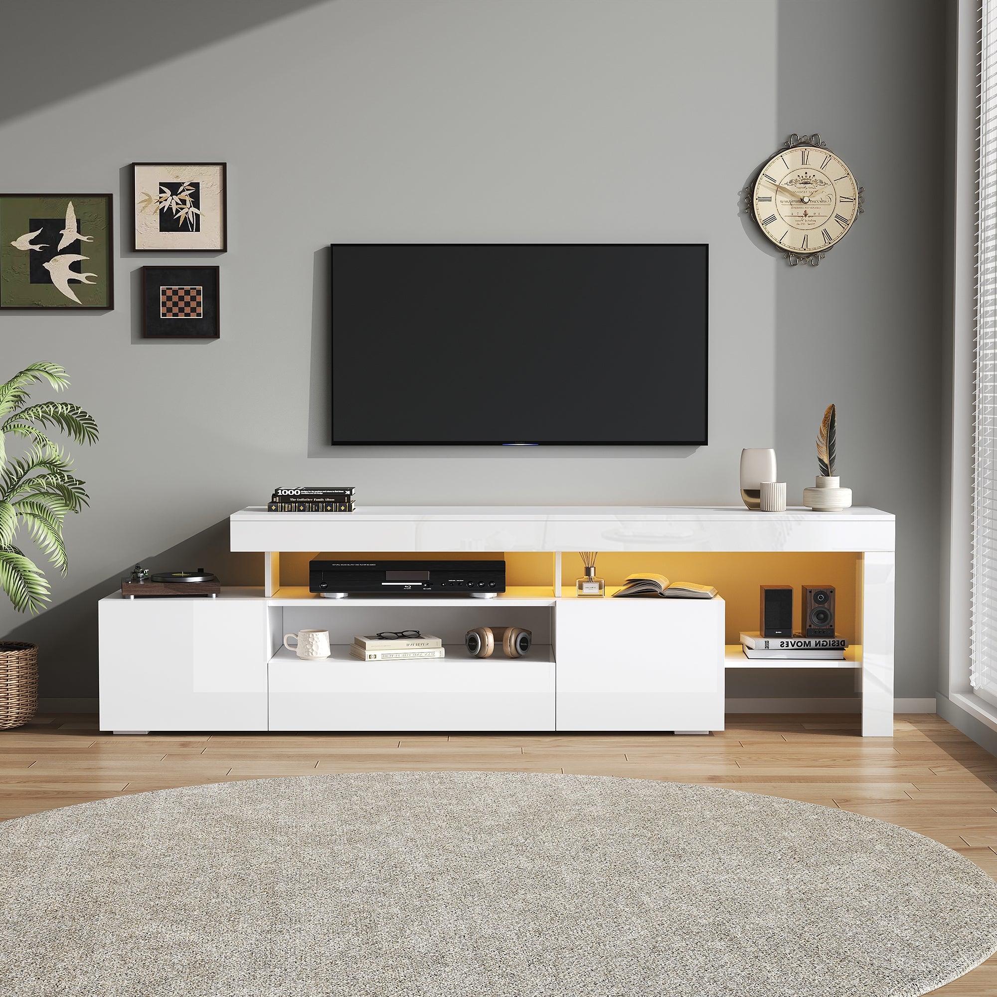 Logidon TV-meubel 192 x 37 x 53 cm witte hoogglans LED-verlichting