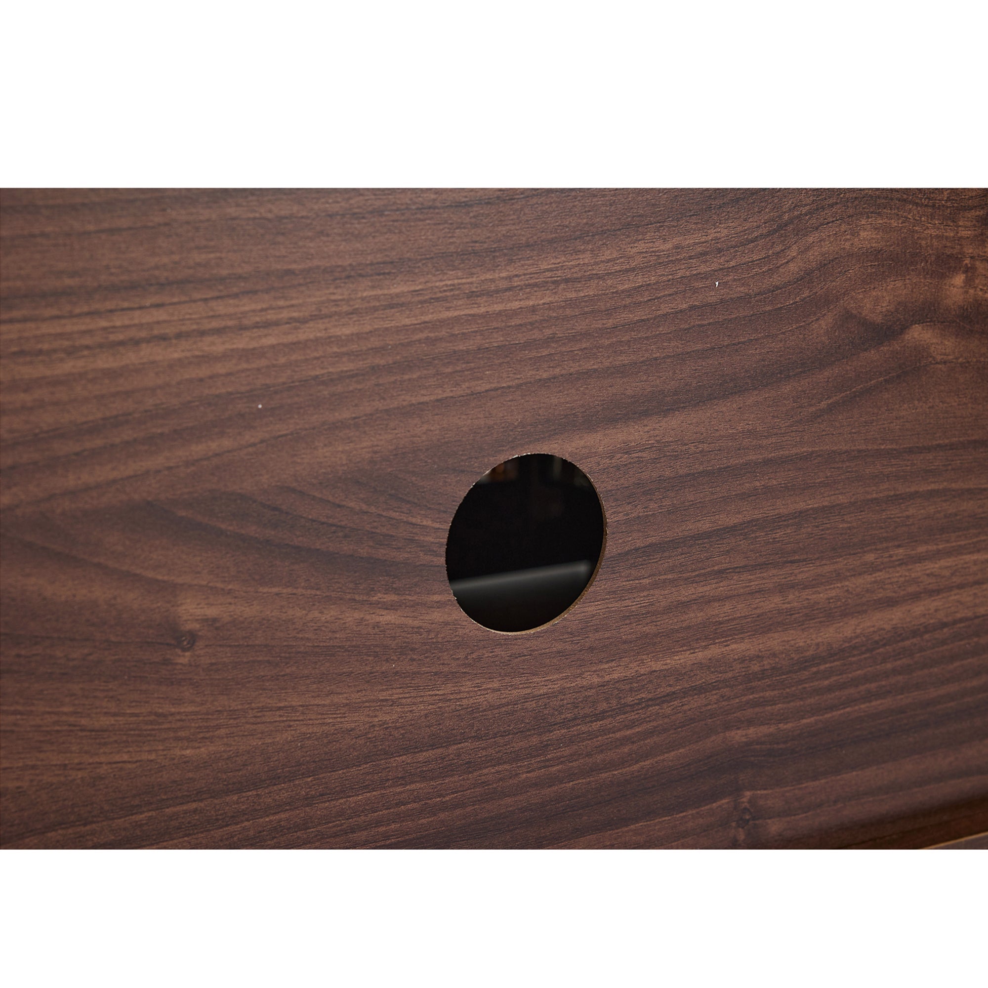 Logidon TV cabinet 180 cm dark wood look rattan doors cable management