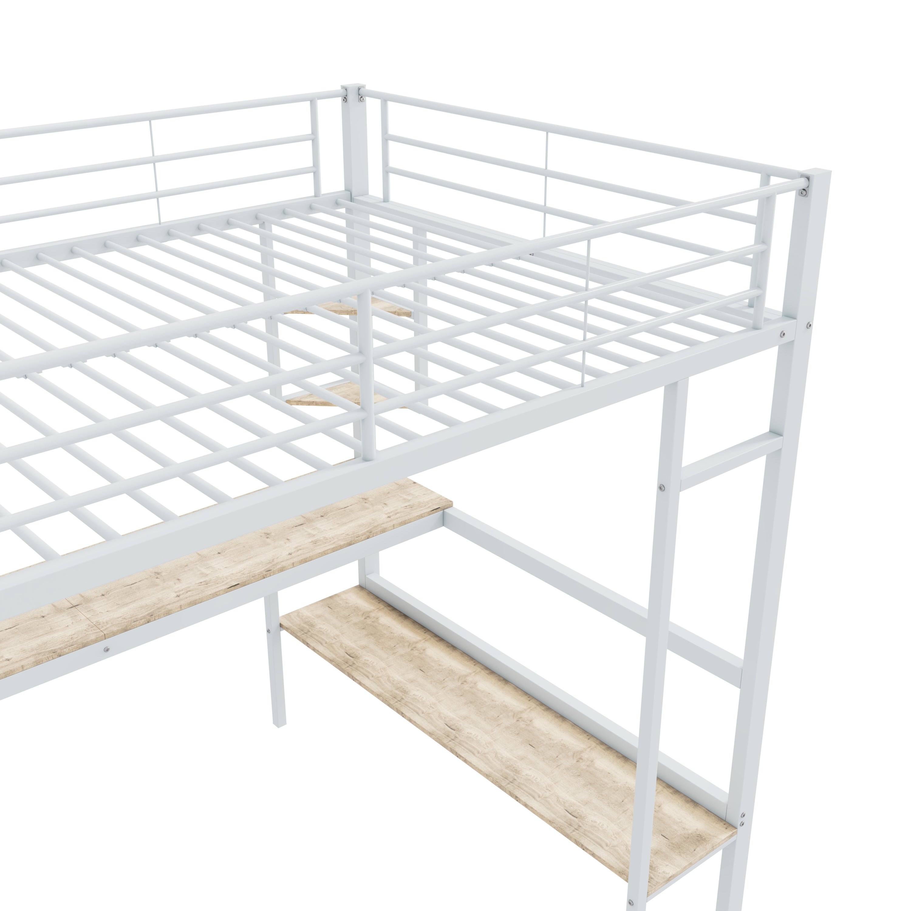 Logidon hoogslaper 140x200 cm metalen bed met bureau wit