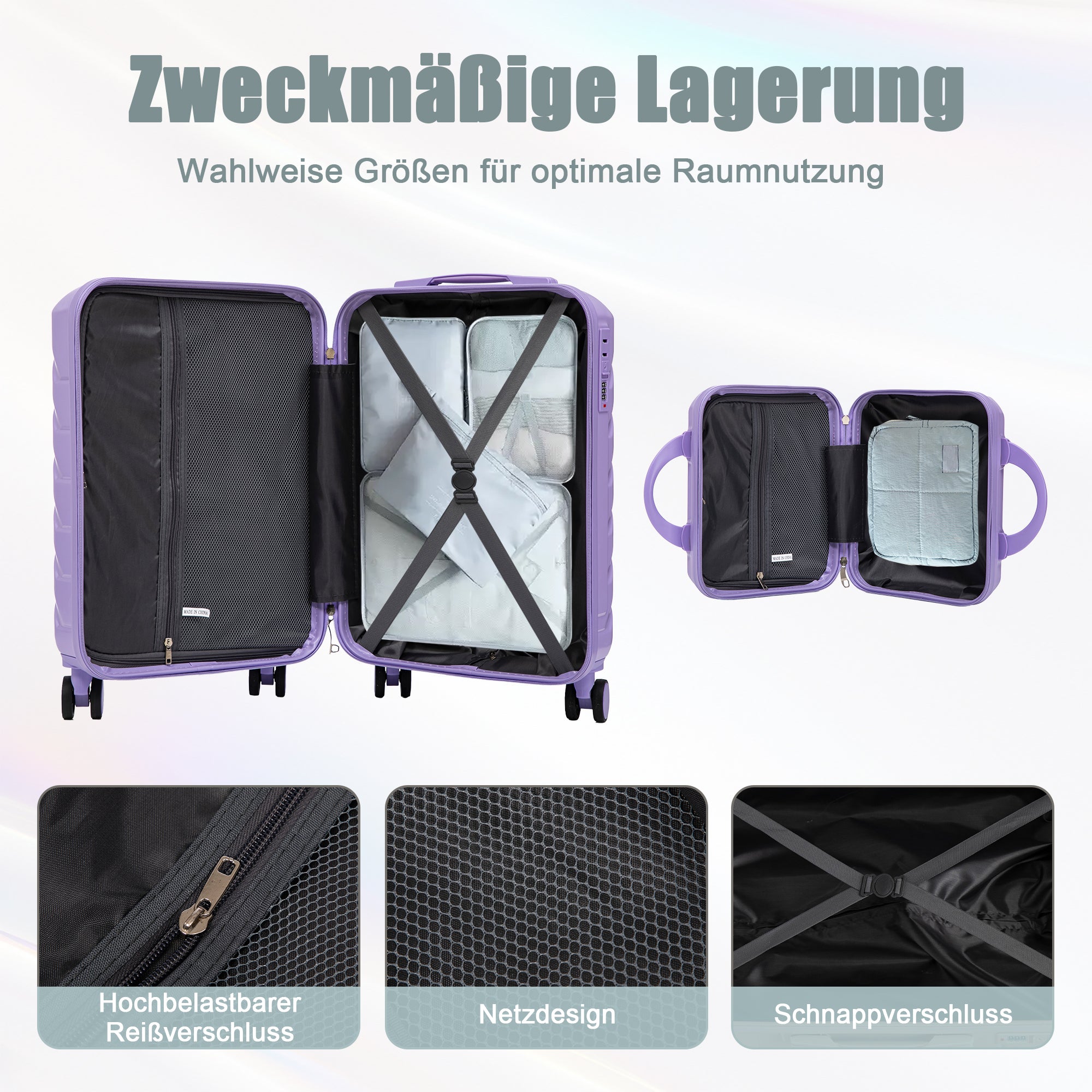 Logidon 2-delige ABS kofferset 19/14 inch spinner blauw paars