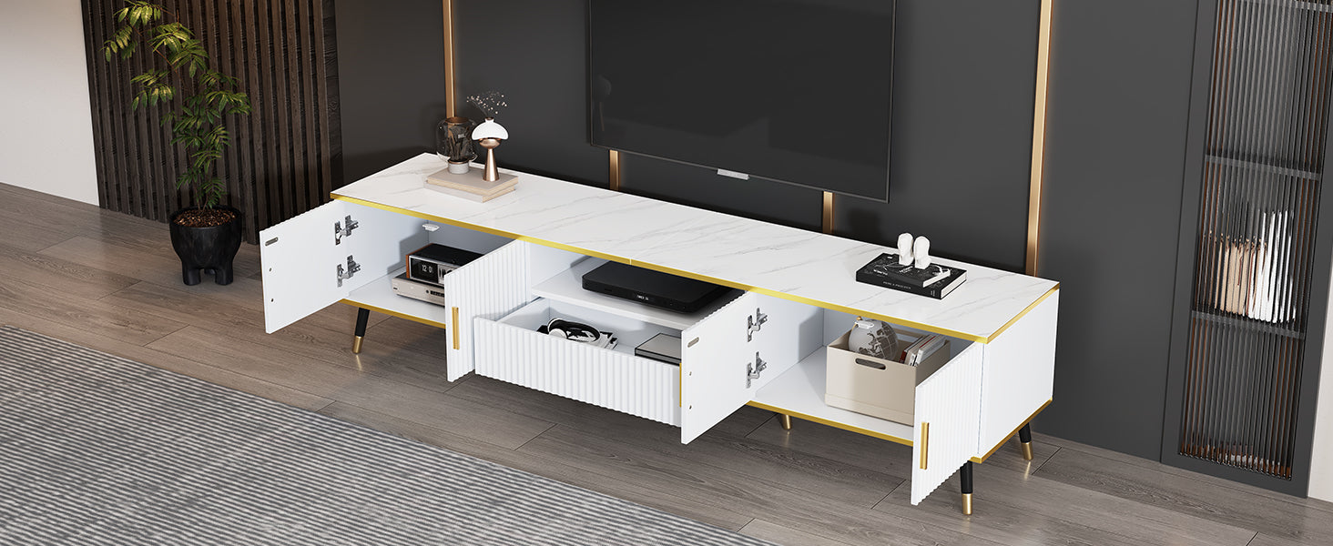 Logidon Modern TV-meubel Wit Marmerlook 200x40x46 cm