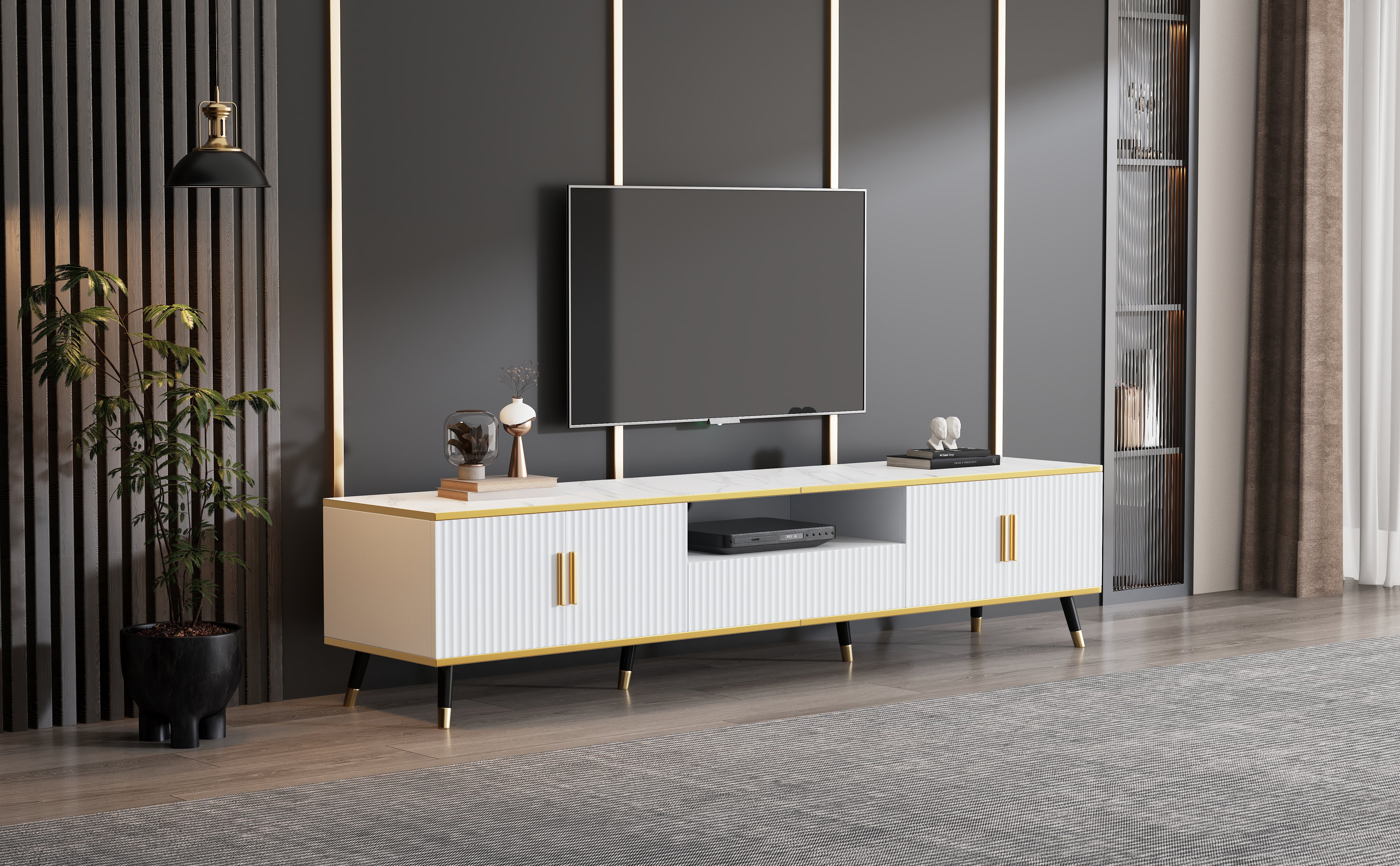 Logidon Modern TV-meubel Wit Marmerlook 200x40x46 cm