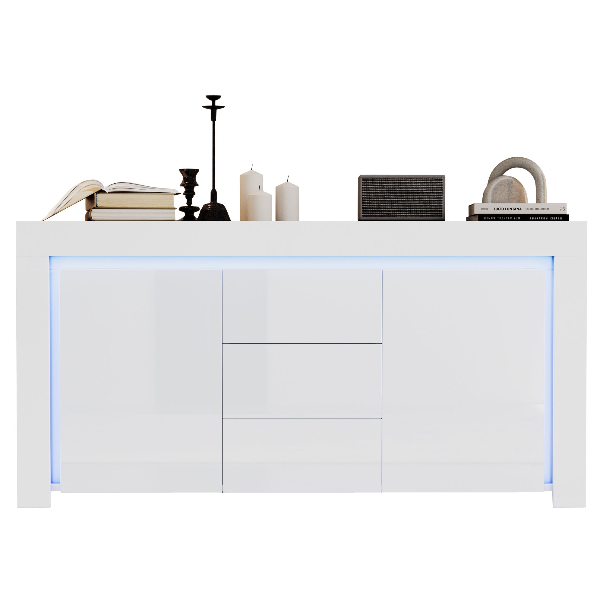 Logidon wit hoogglans dressoir 140x40x65 cm met LED verlichting