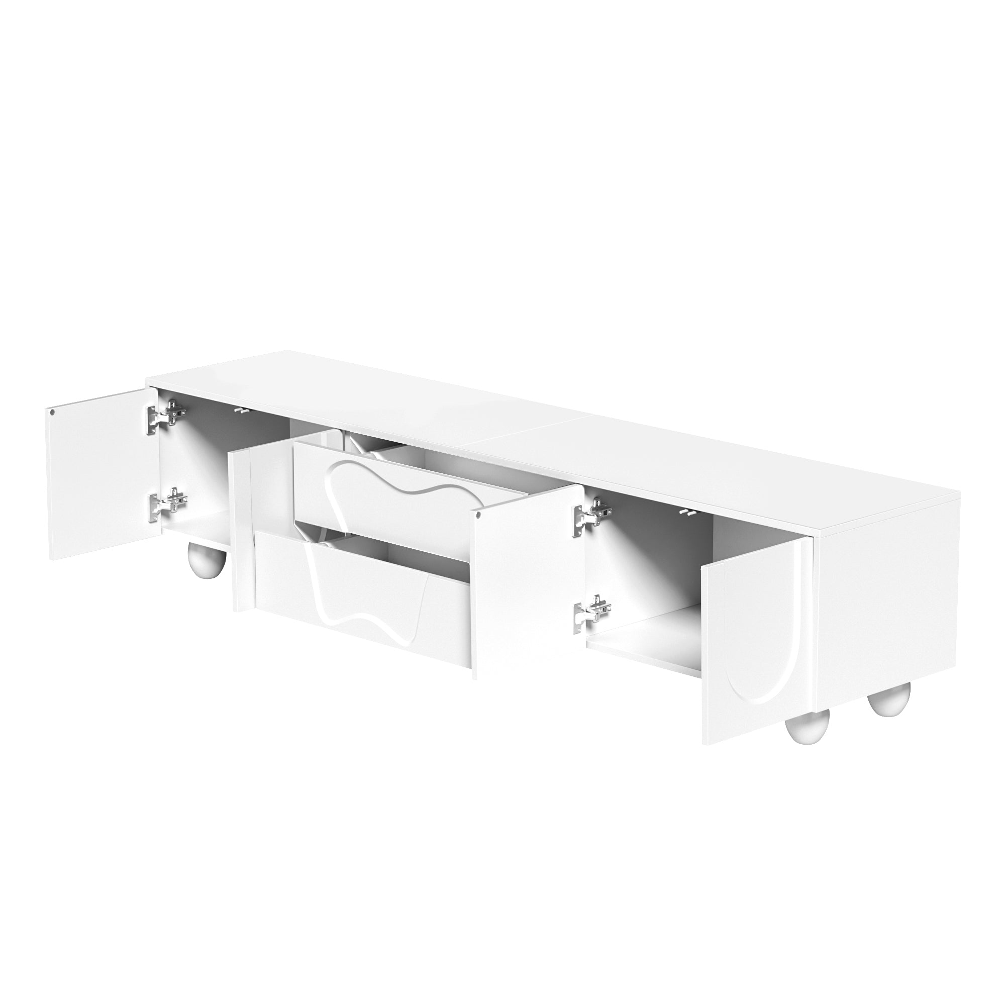 Logidon TV-meubel 180 cm wit met massief houten poten Minimalistisch