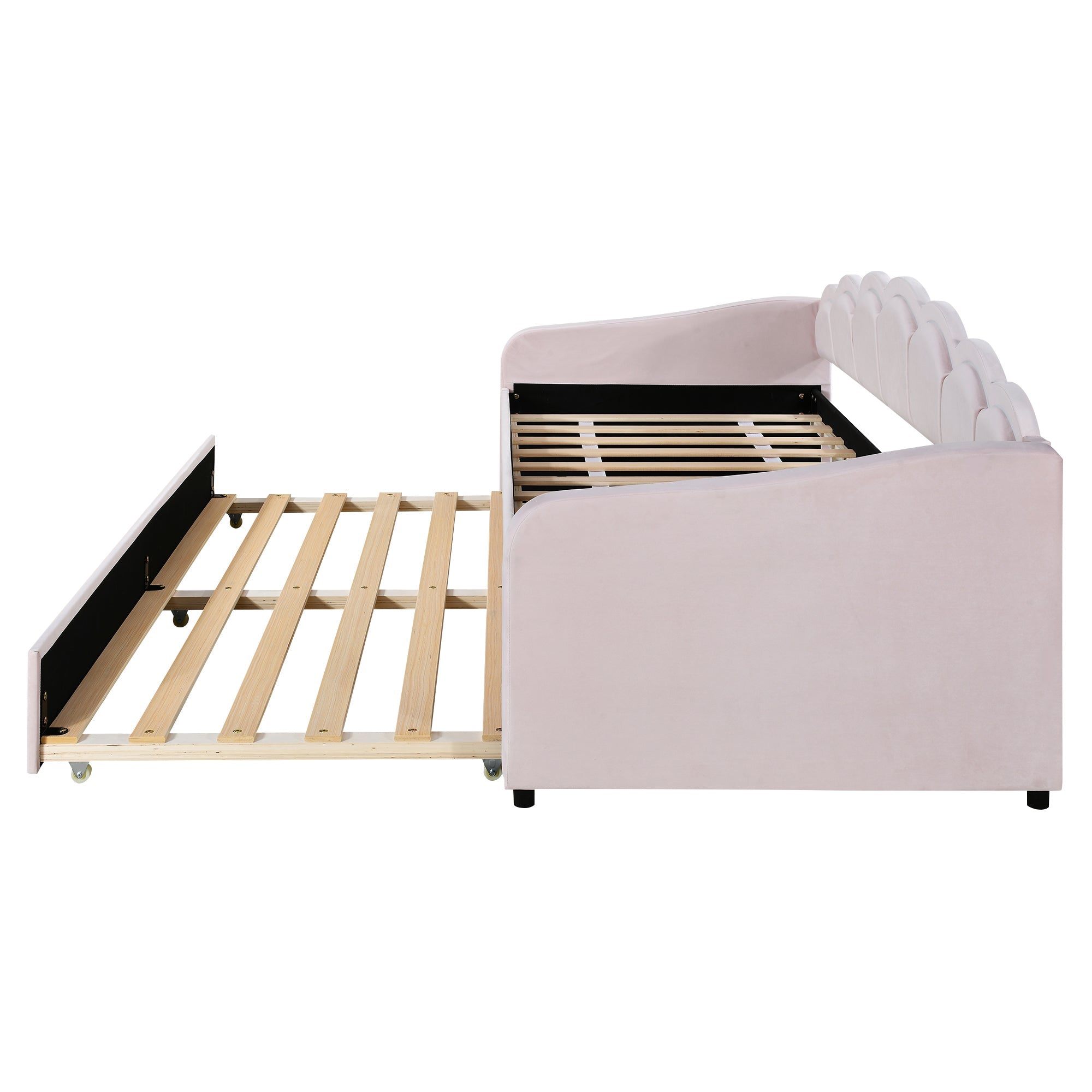 Logidon Daybed 90x200 cm daybed met uitschuifbaar bed roze fluweel