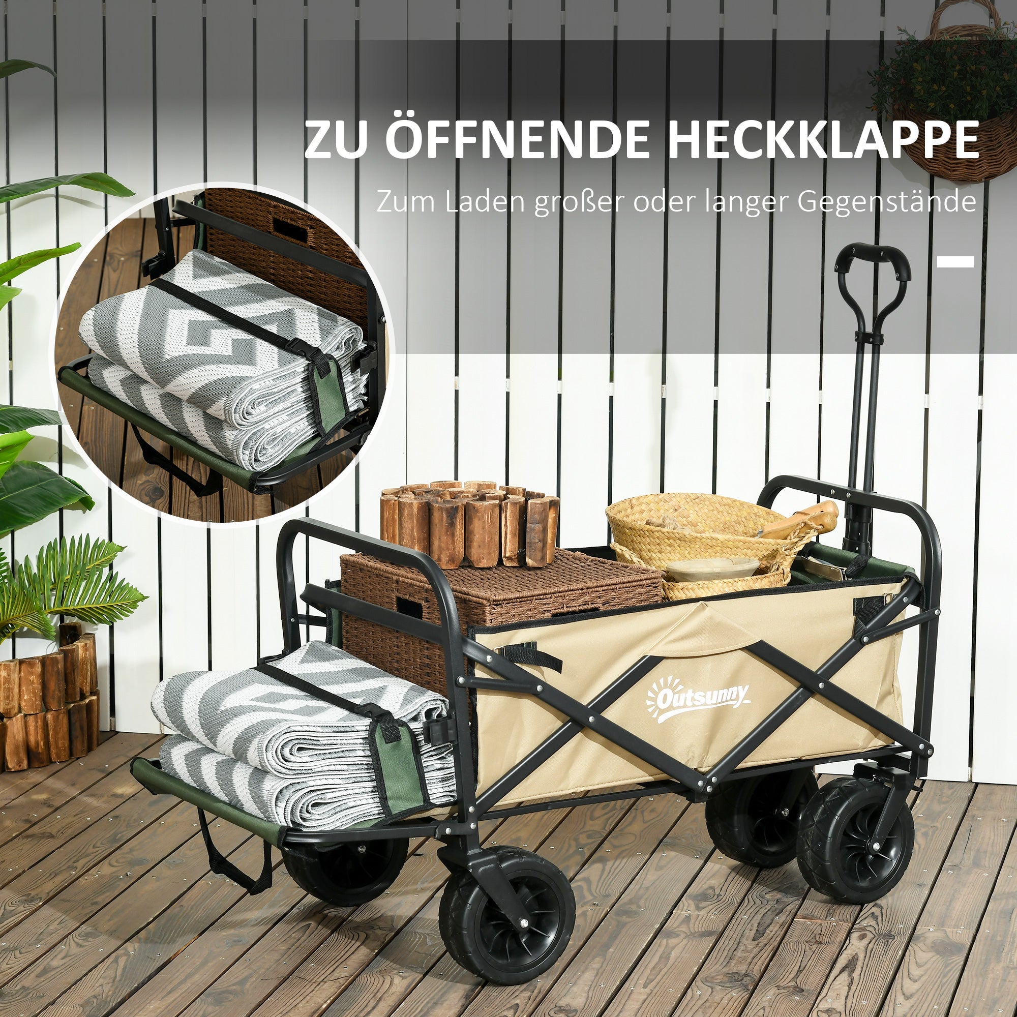 Logidon Handkar Kaki Outsunny Opvouwbaar 100 kg Laadvermogen 110 L