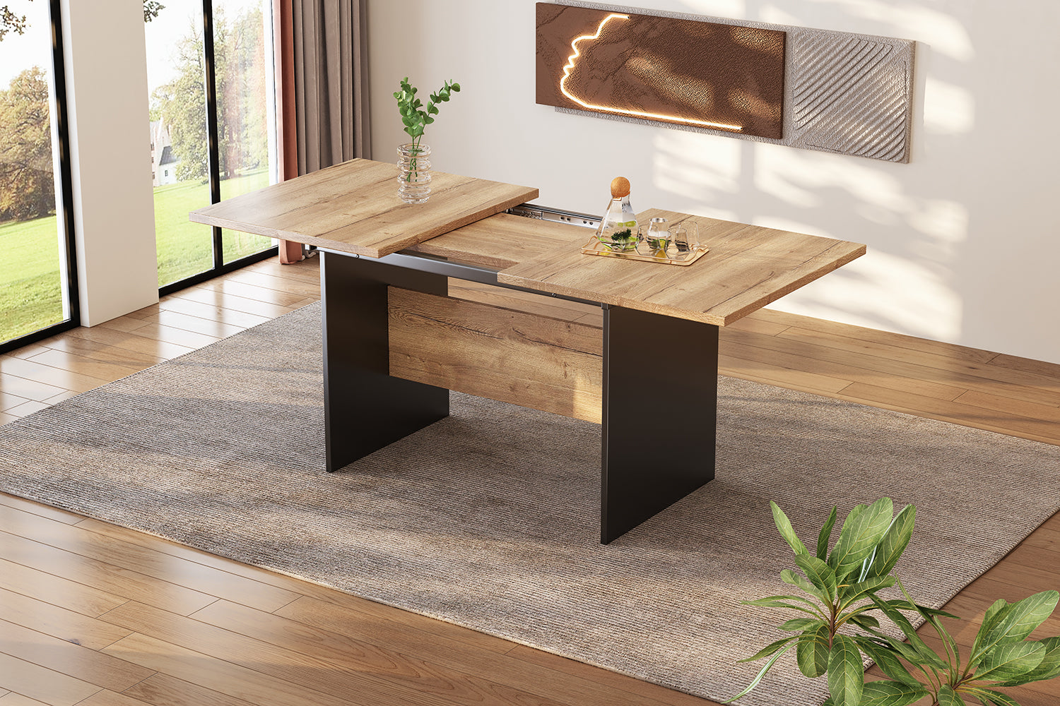 Logidon uitschuifbare eettafel 140/180x80 cm zwart walnoot MDF