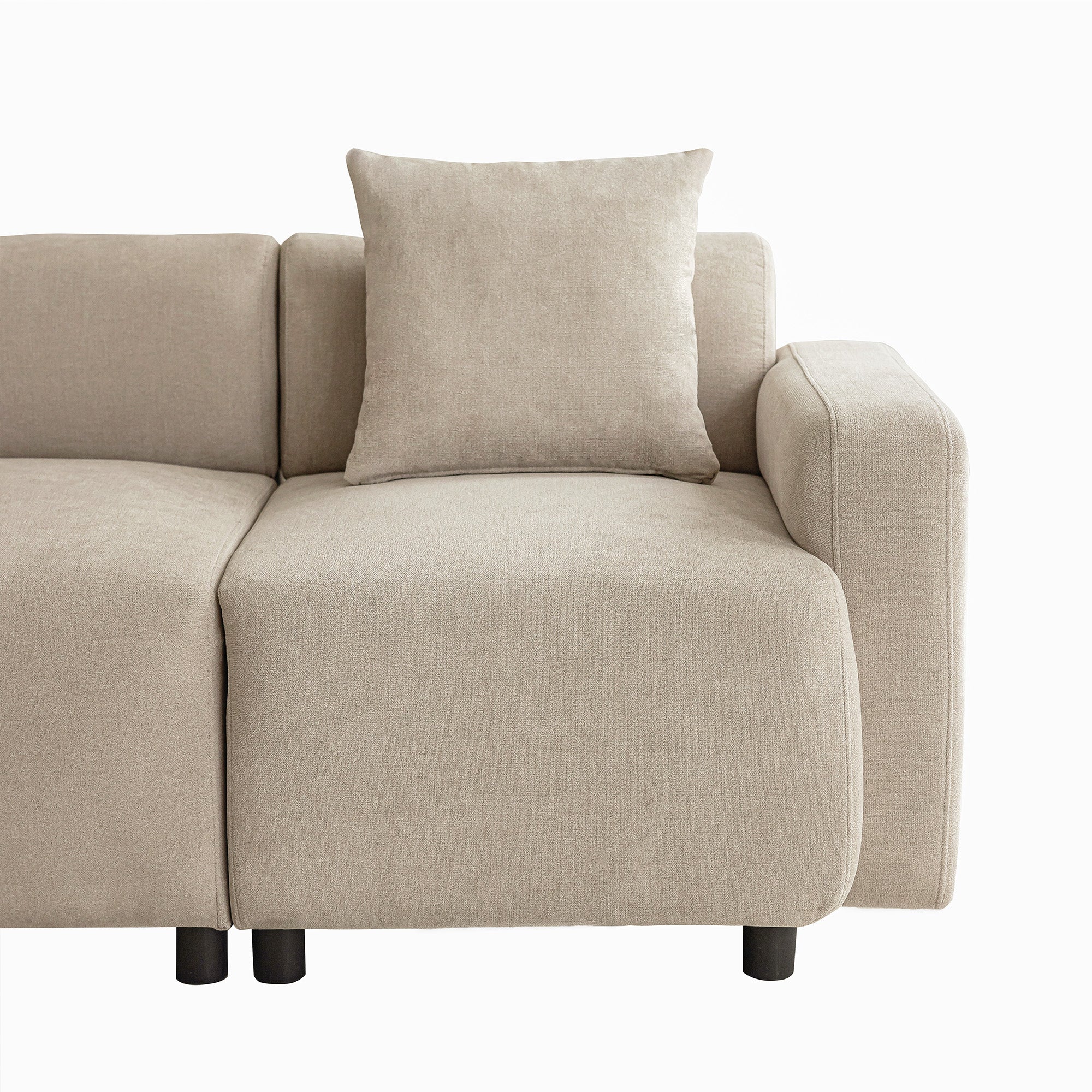 Logidon Regular Sofa Beige Chenille 3 Seater Living Room Sofa