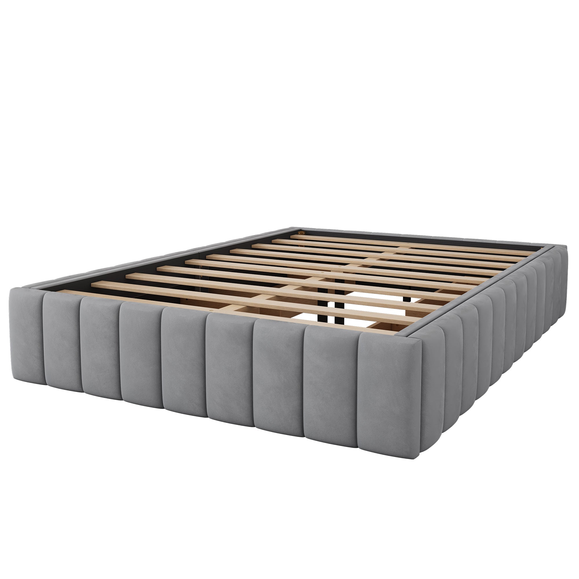 Logidon gestoffeerd bed 140 x 200 cm grijs met lattenbodem designbed
