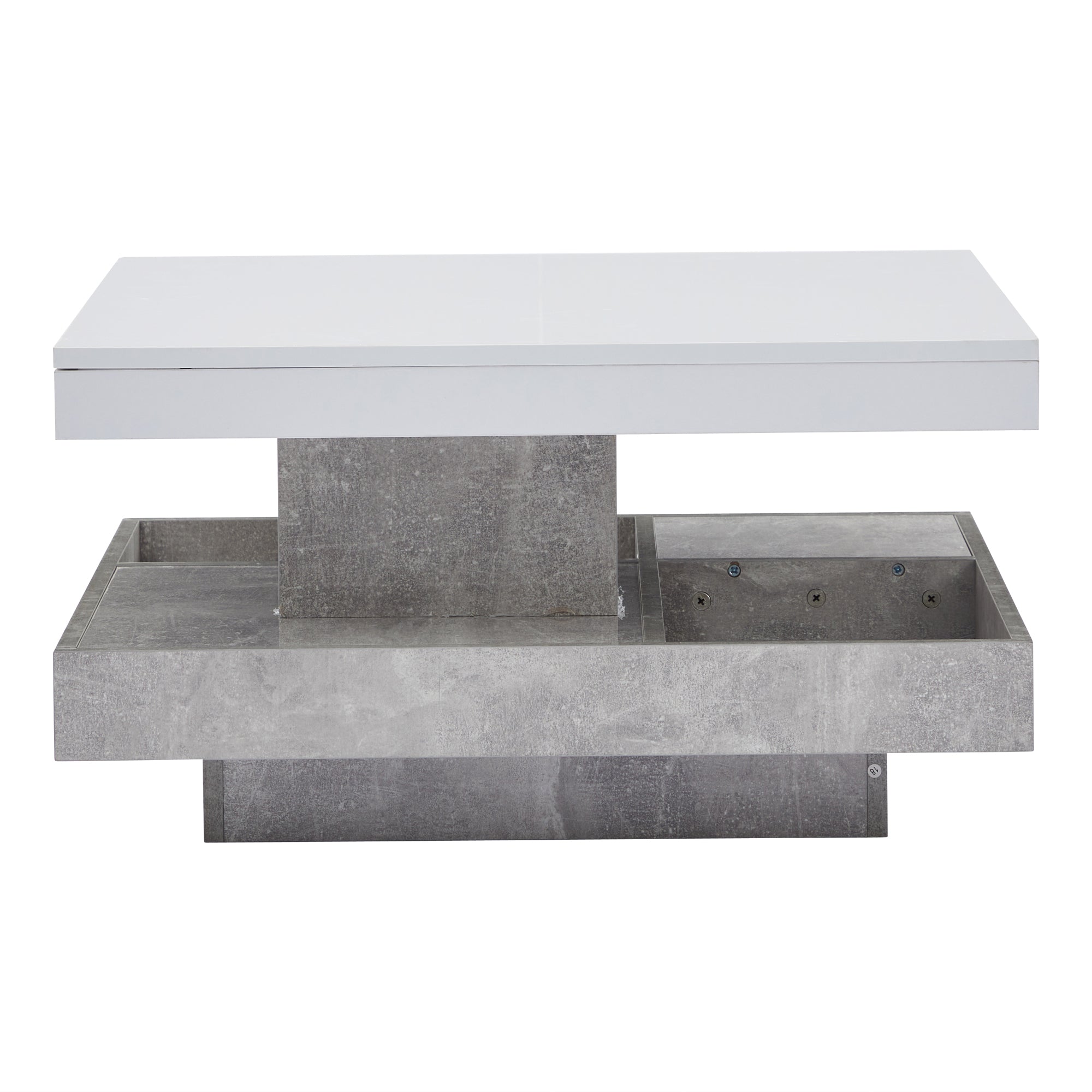Logidon 360 graden draaibare salontafel 70x70x36 cm wit hoogglans