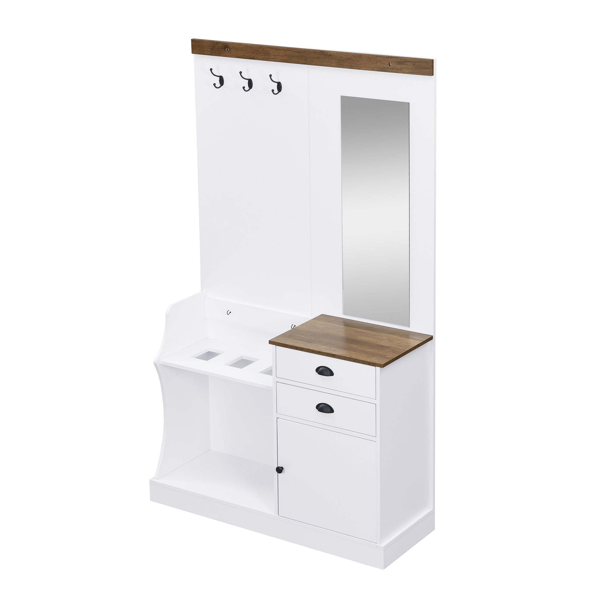 Logidon Kledingkastset Met Spiegel, Haken En Laden Wit 110x38x191 cm