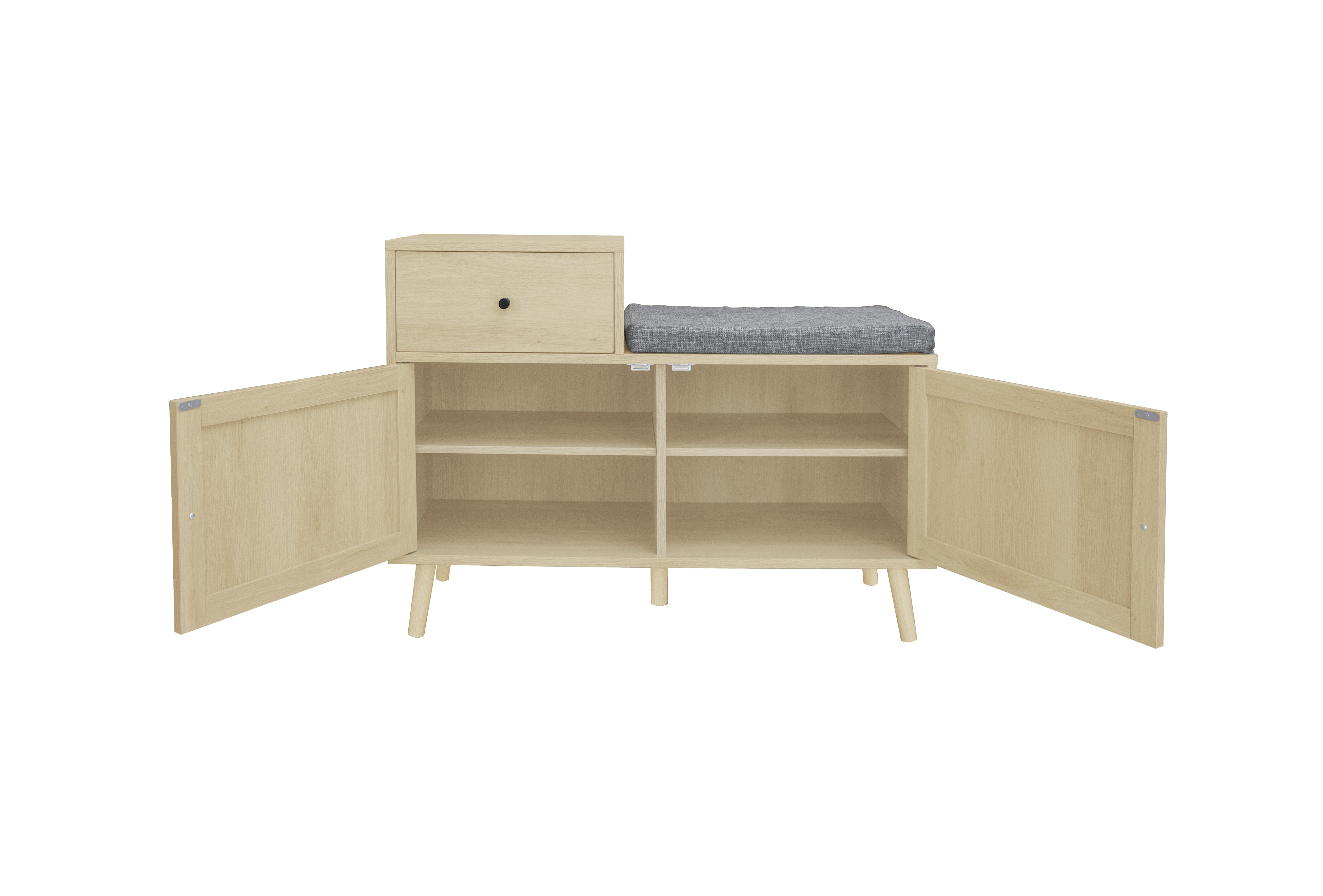 Logidon Boho shoe bench with rattan doors and drawer 90x35x65 cm