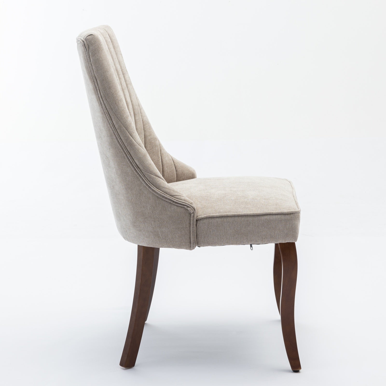 Logidon beige chenille eetkamerstoelen set van 2 massief houten poten