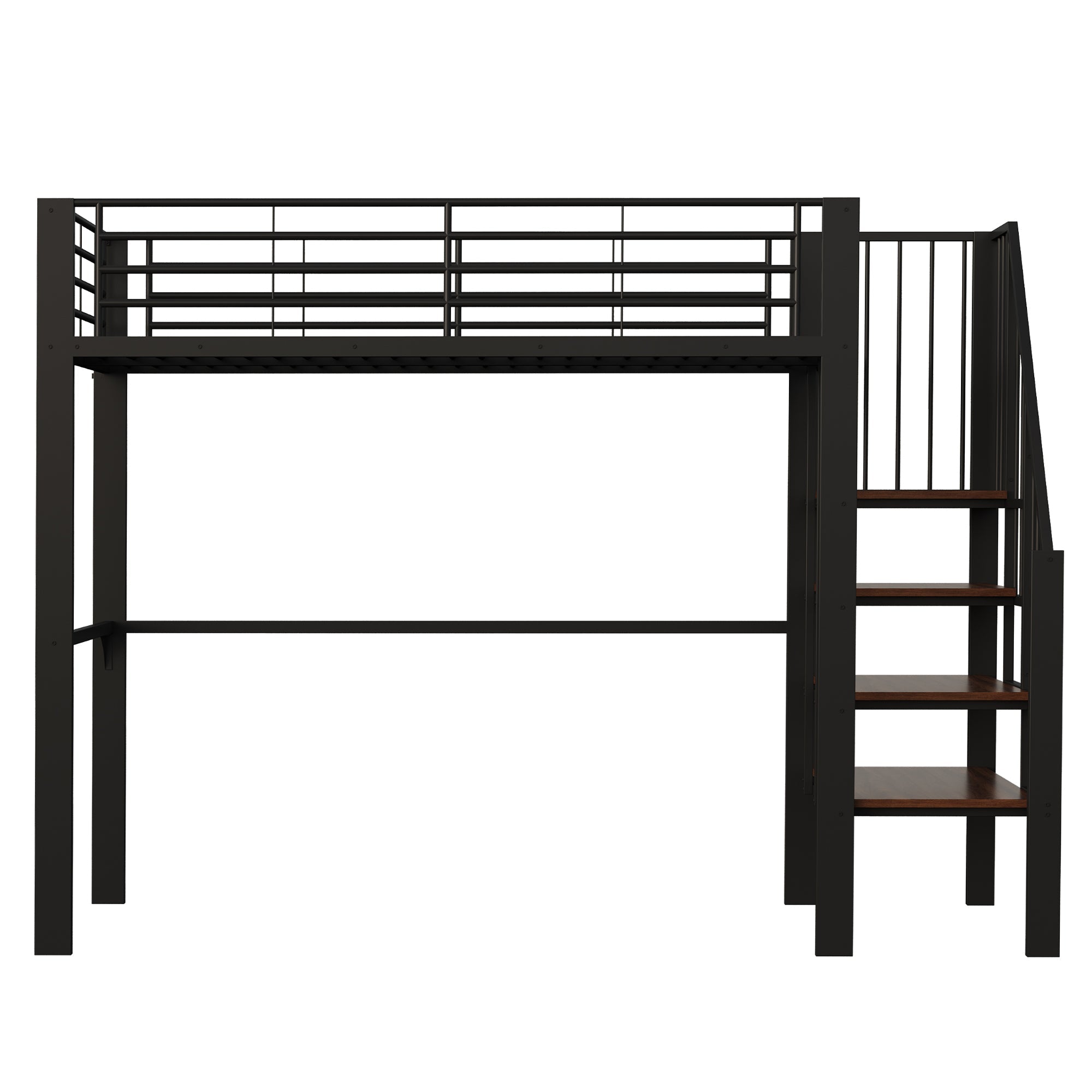 Logidon hoogslaper 90x200 met opbergruimte en trap zwart metaal