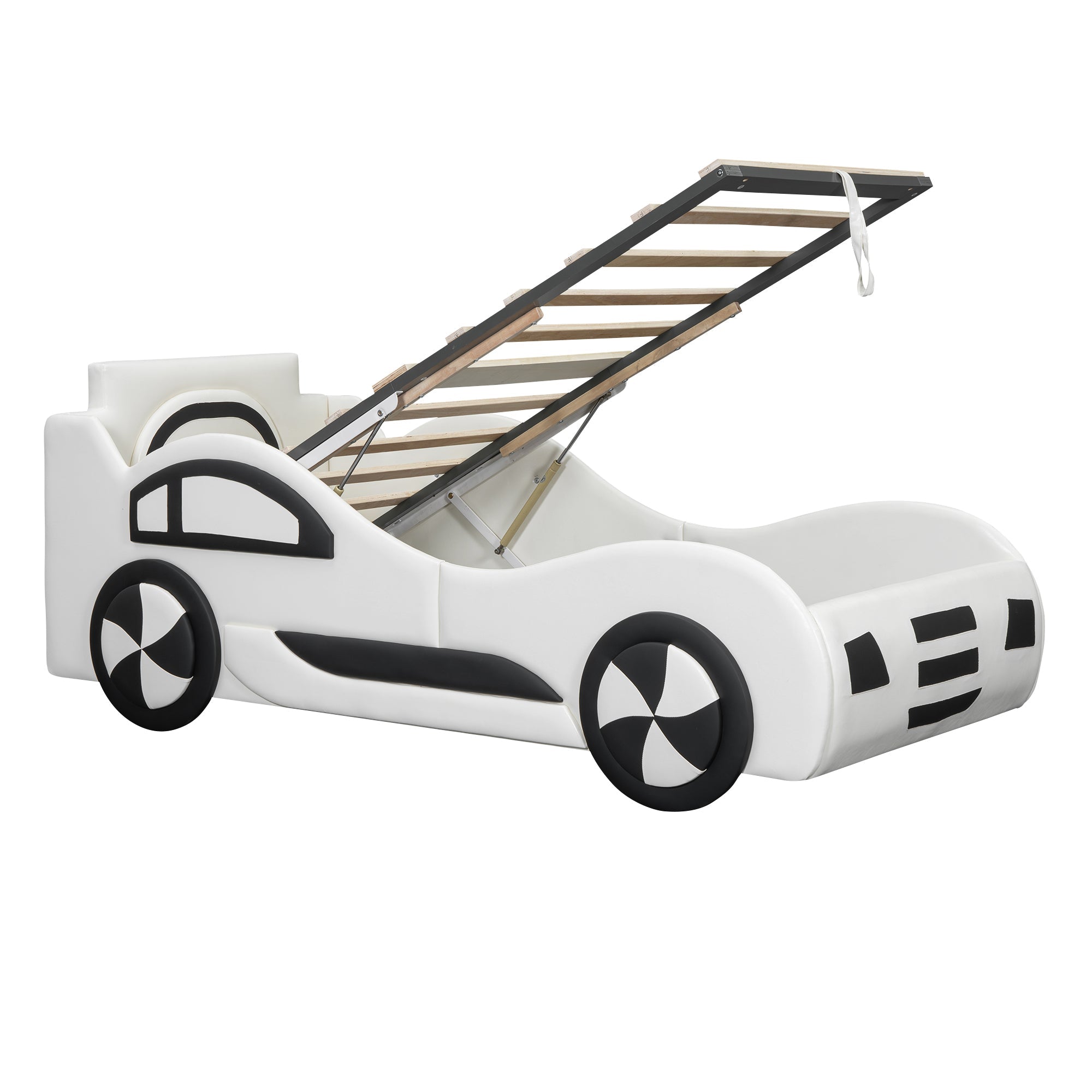 Logidon autobed vlakbed 90x200 wit met lattenbodem opbergruimte