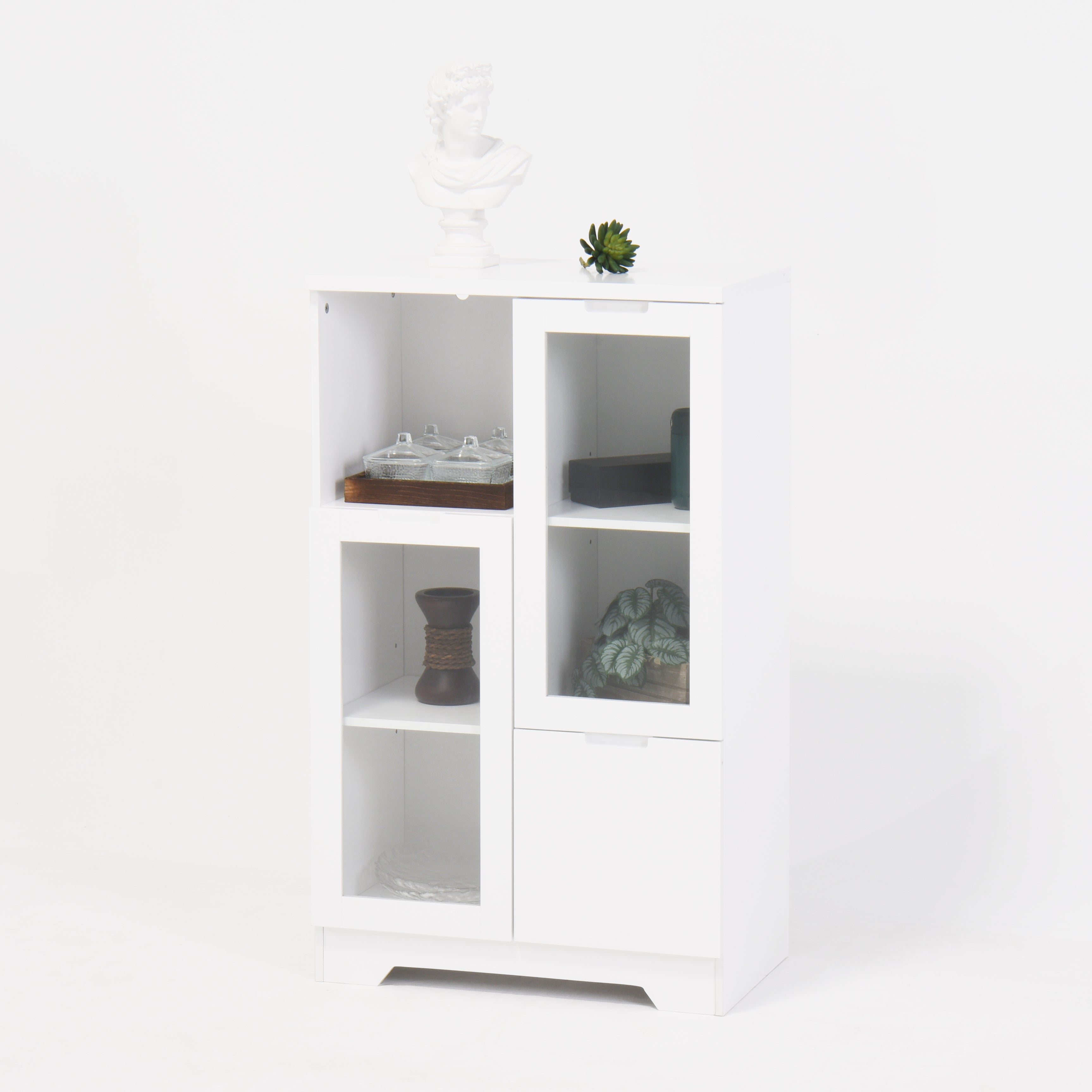 Logidon Witte MDF Kast Met Glazen Deurtjes En Lade 100cm