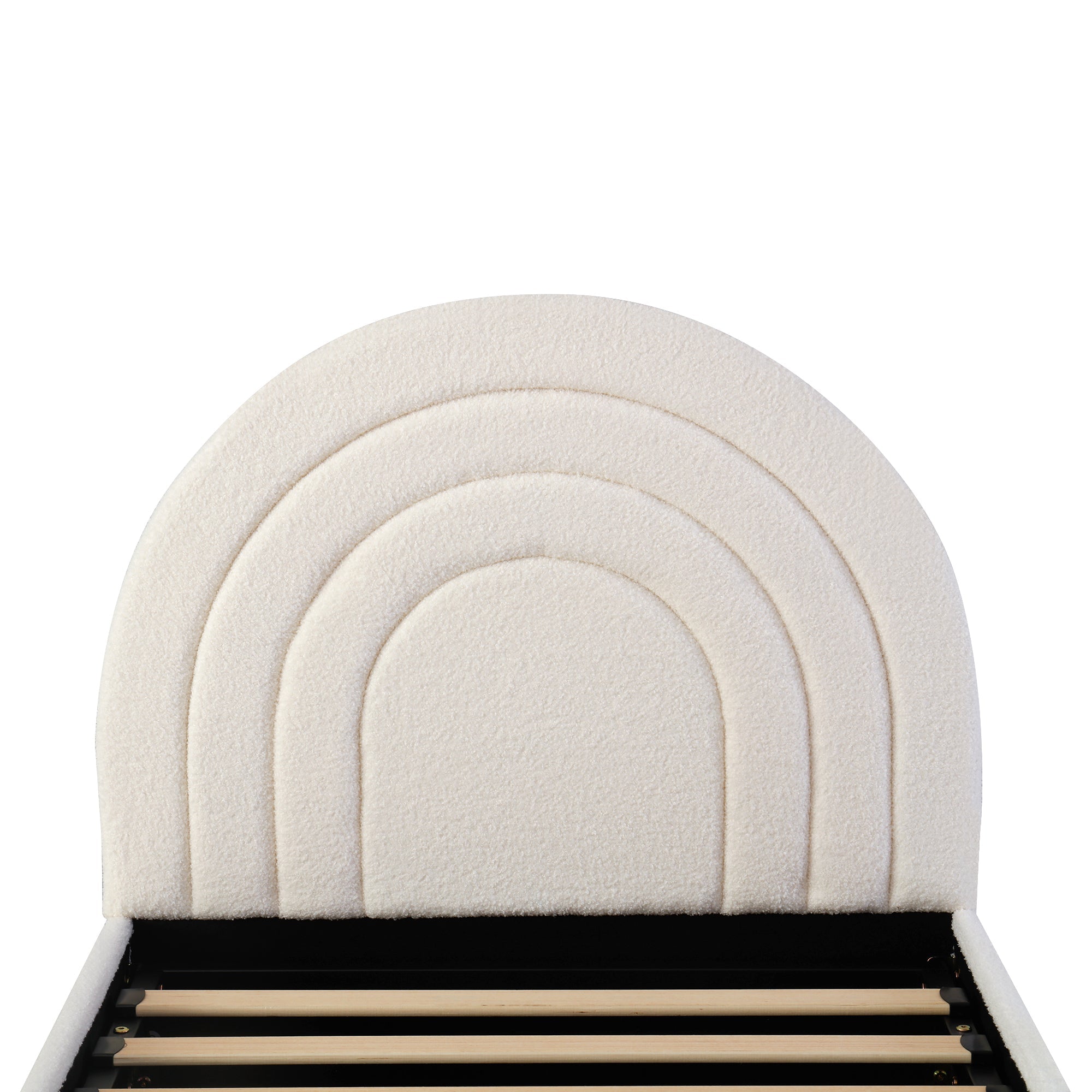 Logidon kinderbed 90x200 beige bouclé hoofdbord lattenbodem