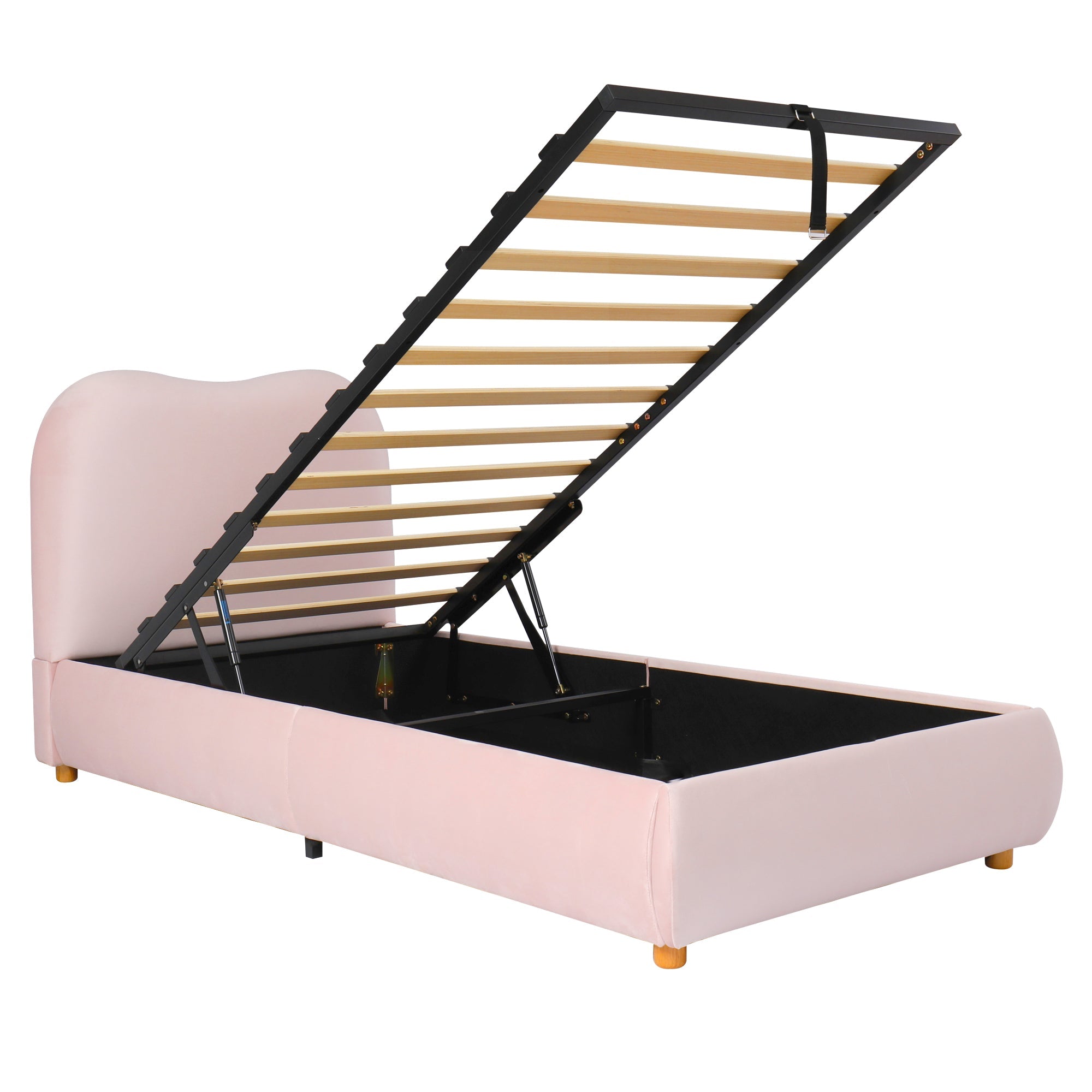 Logidon Gestoffeerd Bed Roze 90x200 cm Hydraulisch bed met opbergruimte