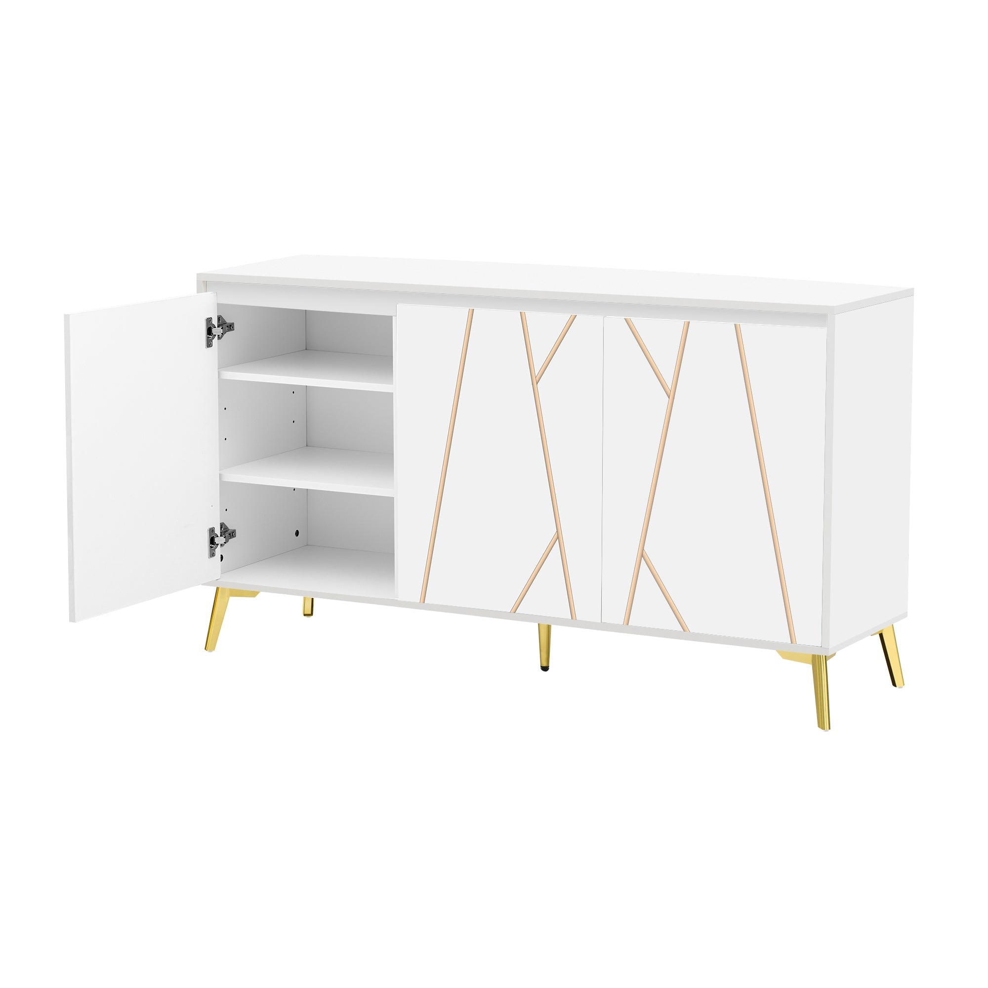 Logidon Dressoir Modern Wit 3-deurs Greeploos 140 cm