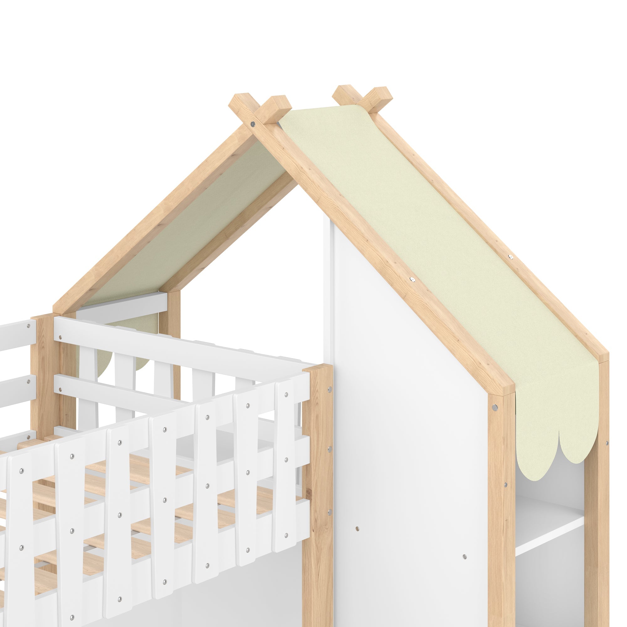 Logidon stapelbed 90x200 en 140x200 wit naturel met 2 lades