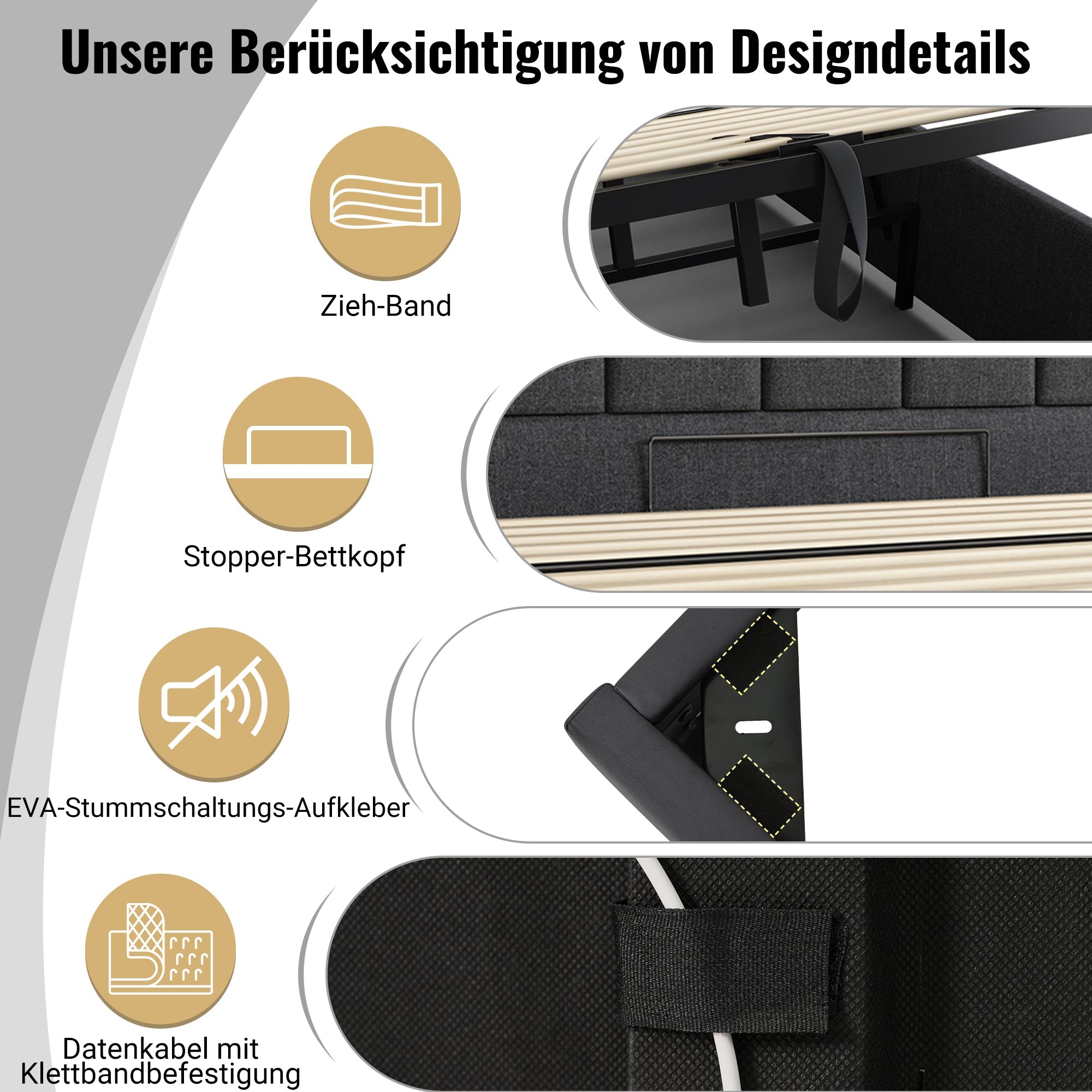 Logidon gestoffeerd bed 160x200 grijs met opbergruimte LED app bediening