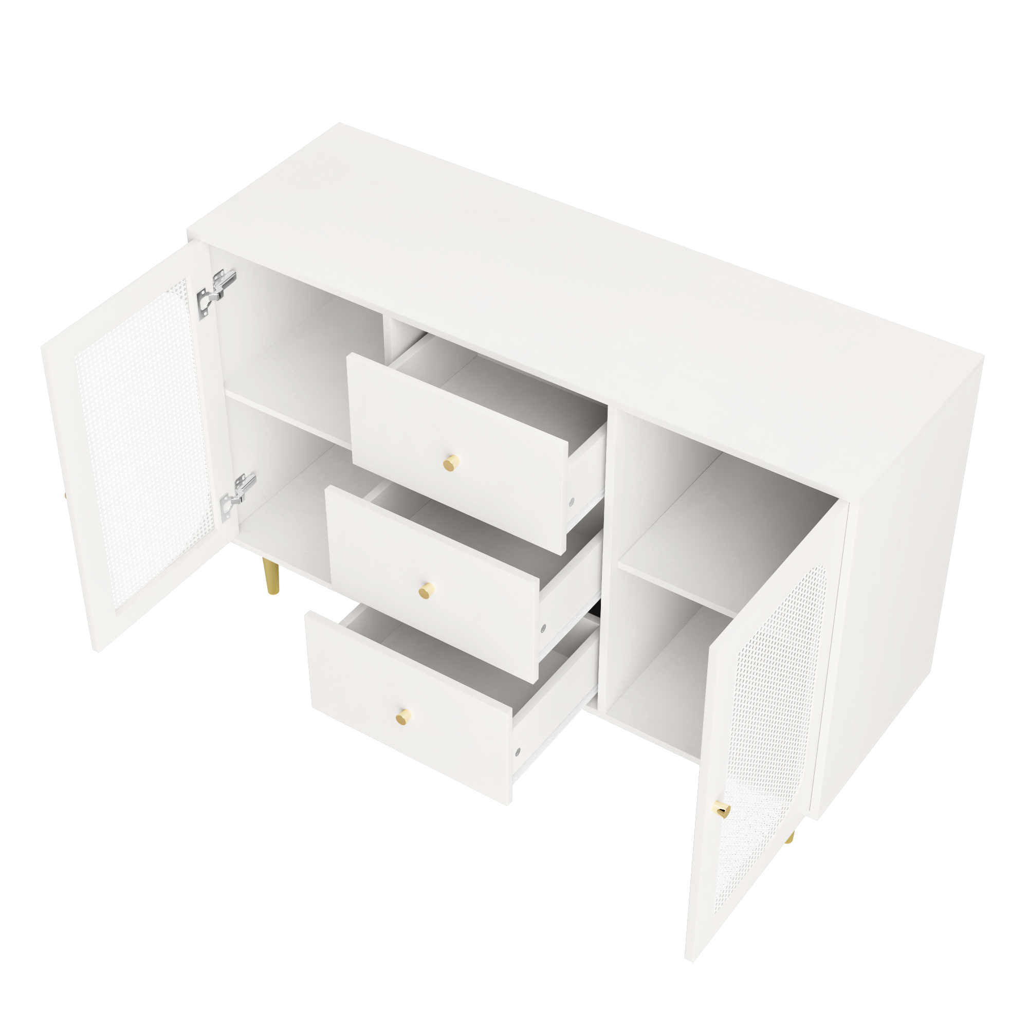 Logidon dressoir met rotan deuren wit 120 x 40 x 90 cm