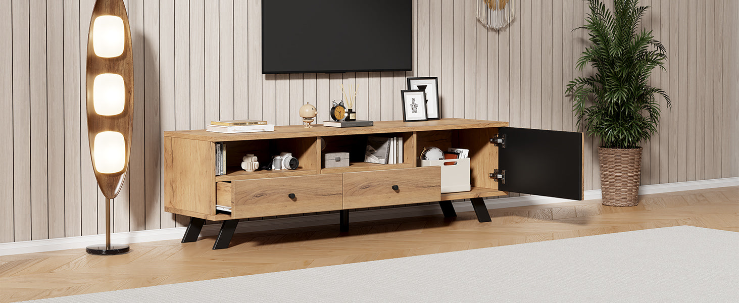 Logidon TV-meubel 150 x 38 x 44 cm natuurlijke houtlook 2 lades