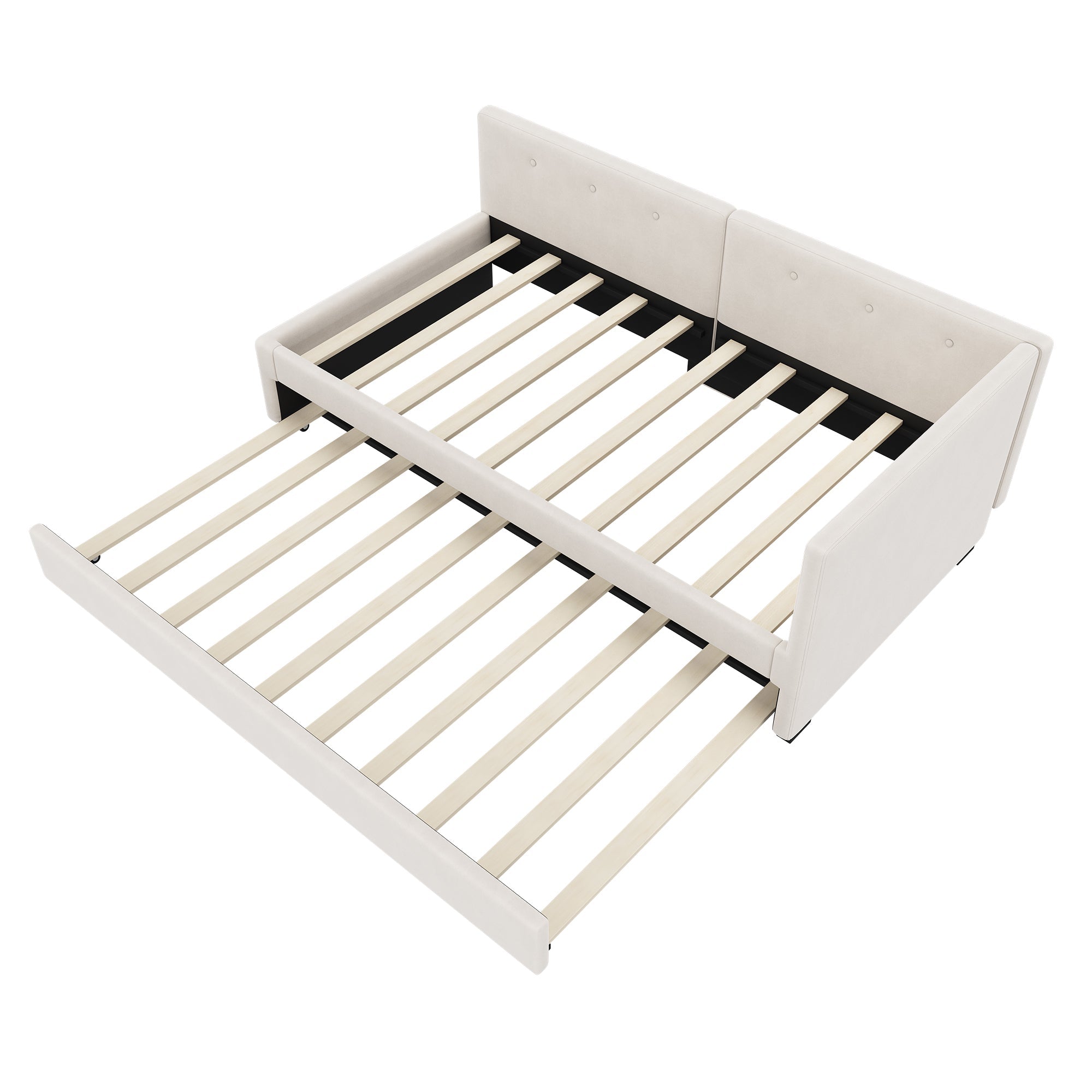 Logidon gestoffeerd bed 90x200 cm beige met lattenbodem en hoofdbord