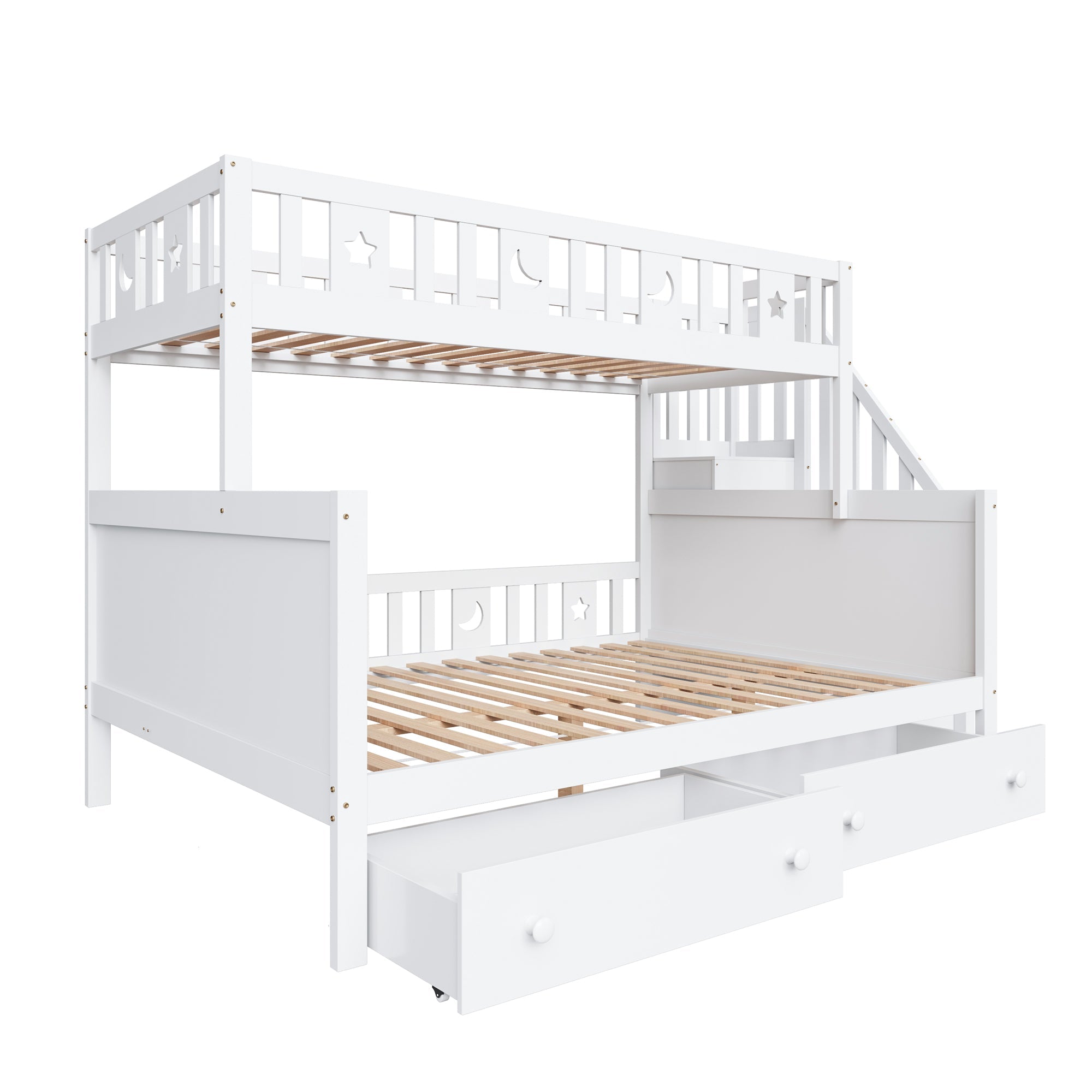 Logidon kinderstapelbed 90x200/140x200 wit met veiligheidstrap