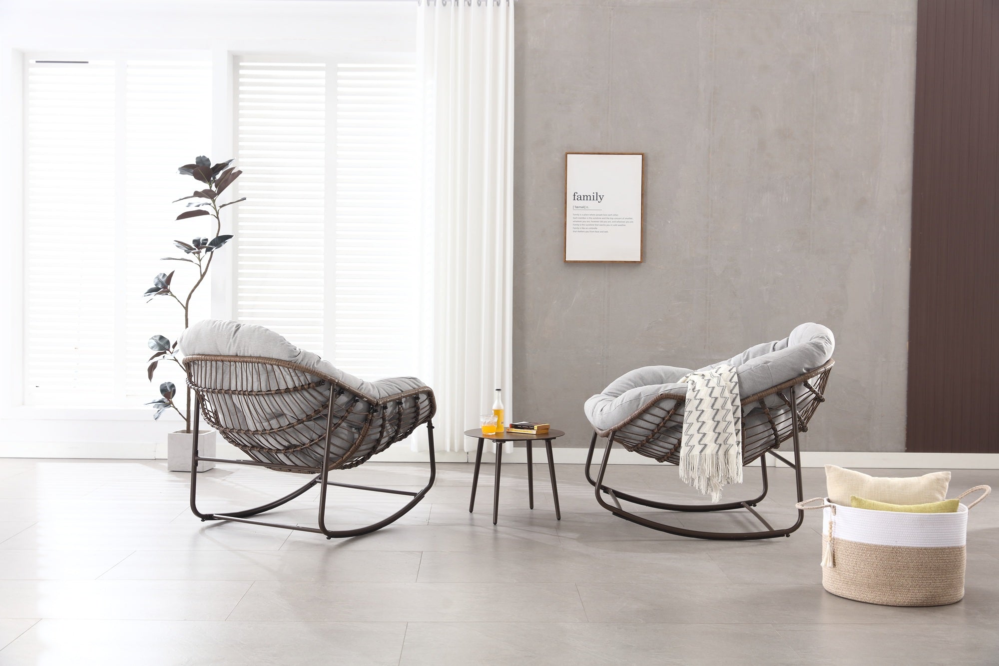 Logidon Outdoor Schommelstoel XXL Rieten Egg Chair Grijs