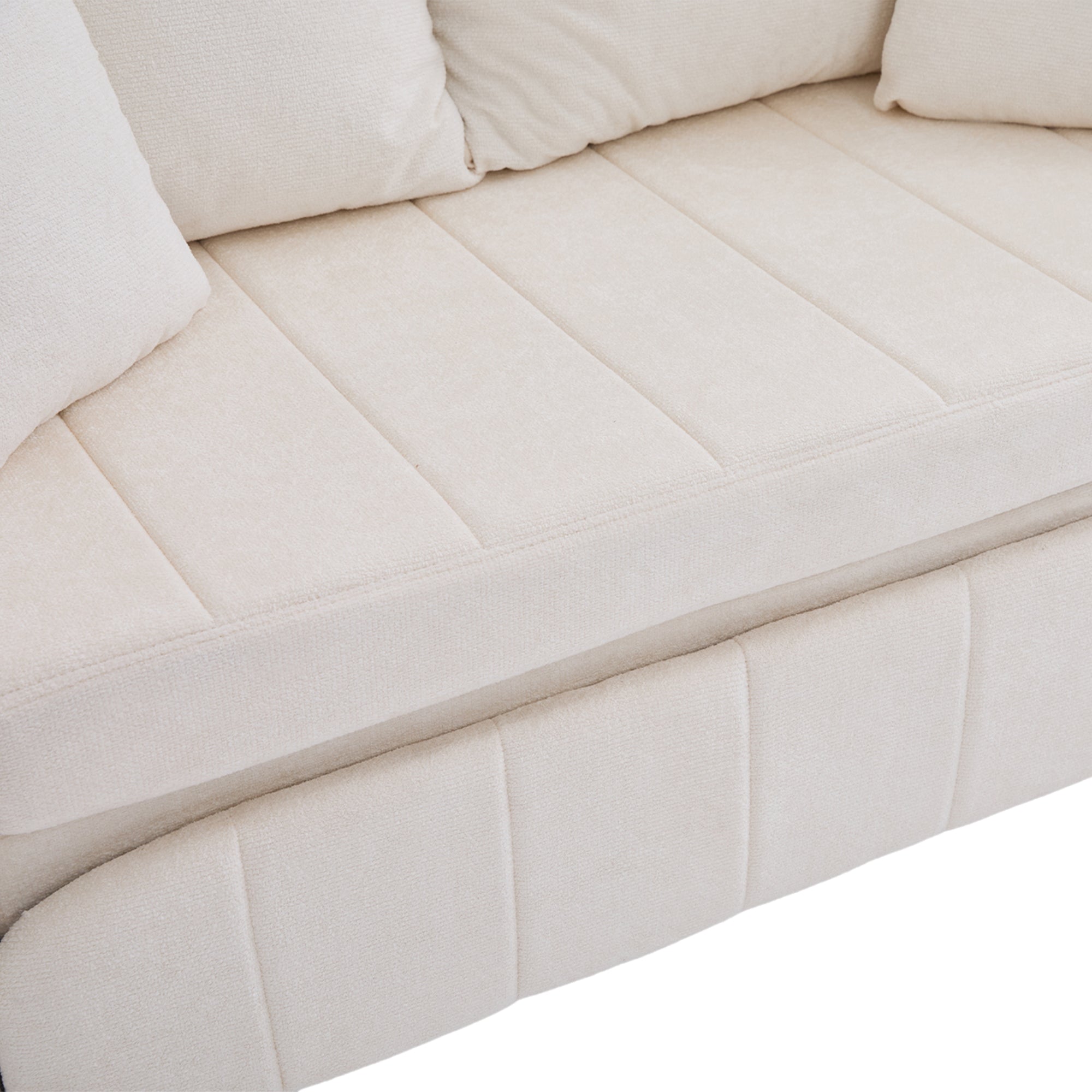 Logidon Beige Fluweel Multifunctionele Stoffen Bank Uitschuifbaar USB
