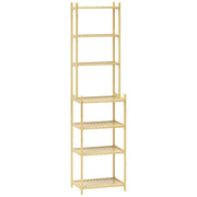 Logidon bathroom shelf natural bamboo 7 levels ladder shelf 44x33x180 cm