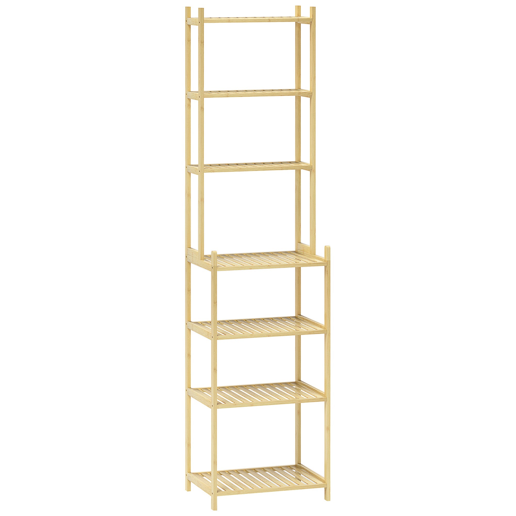 Logidon badkamerplank naturel bamboe 7 niveaus ladderplank 44x33x180 cm