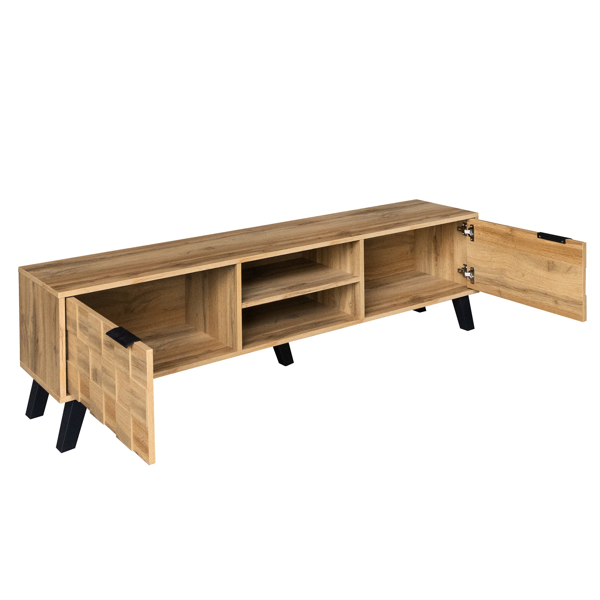 Logidon Modern TV-meubel hout 2 deuren 2 vakken 160,5x35,5x45 cm