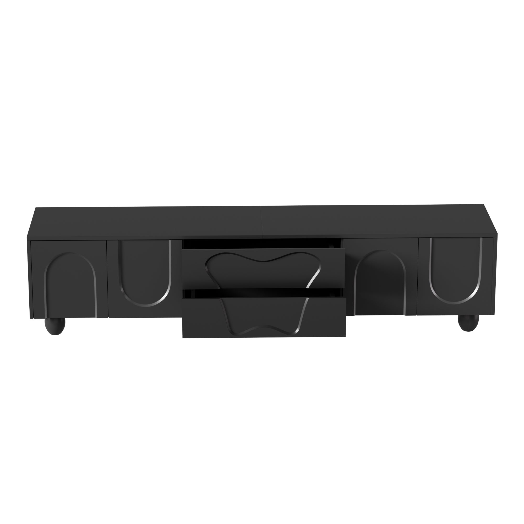 Logidon TV-meubel 180 cm Zwart Modern Kast met Houten Poten