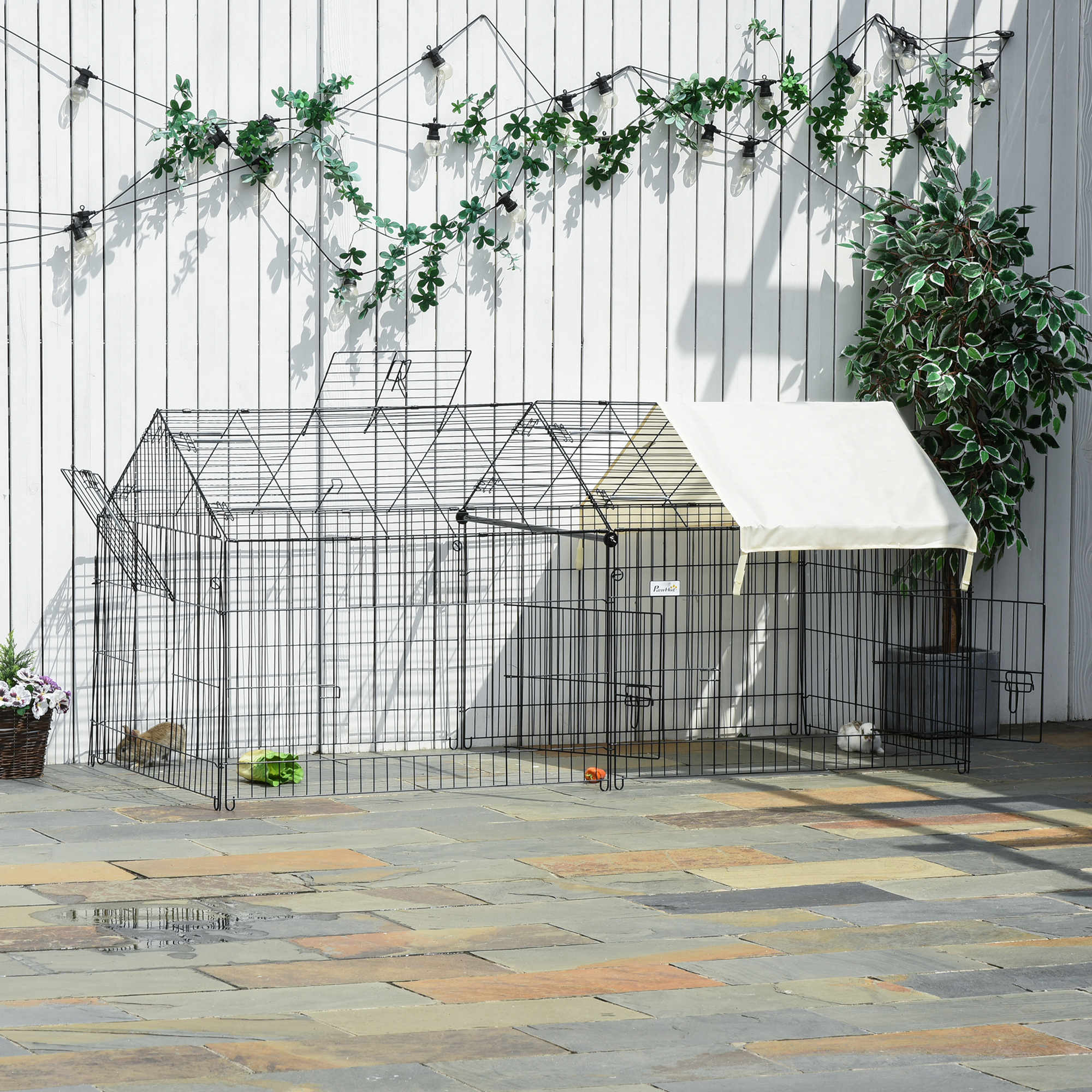 Logidon buitenverblijf met zonwering voor kleine dieren 220x103x103 cm