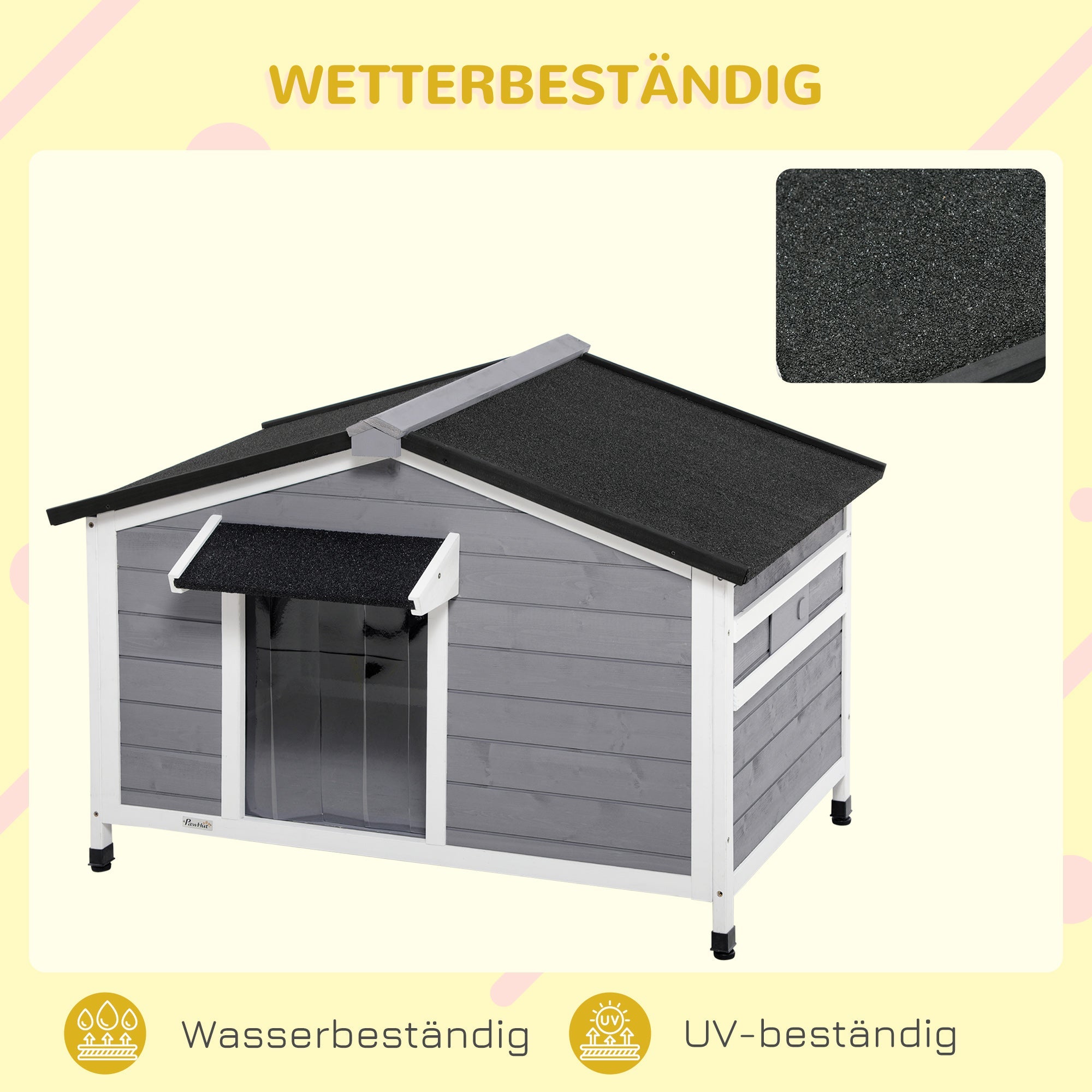 Logidon Dog Kennel Made of Fir Wood Weatherproof Roof Opening 109x79x72 Cm