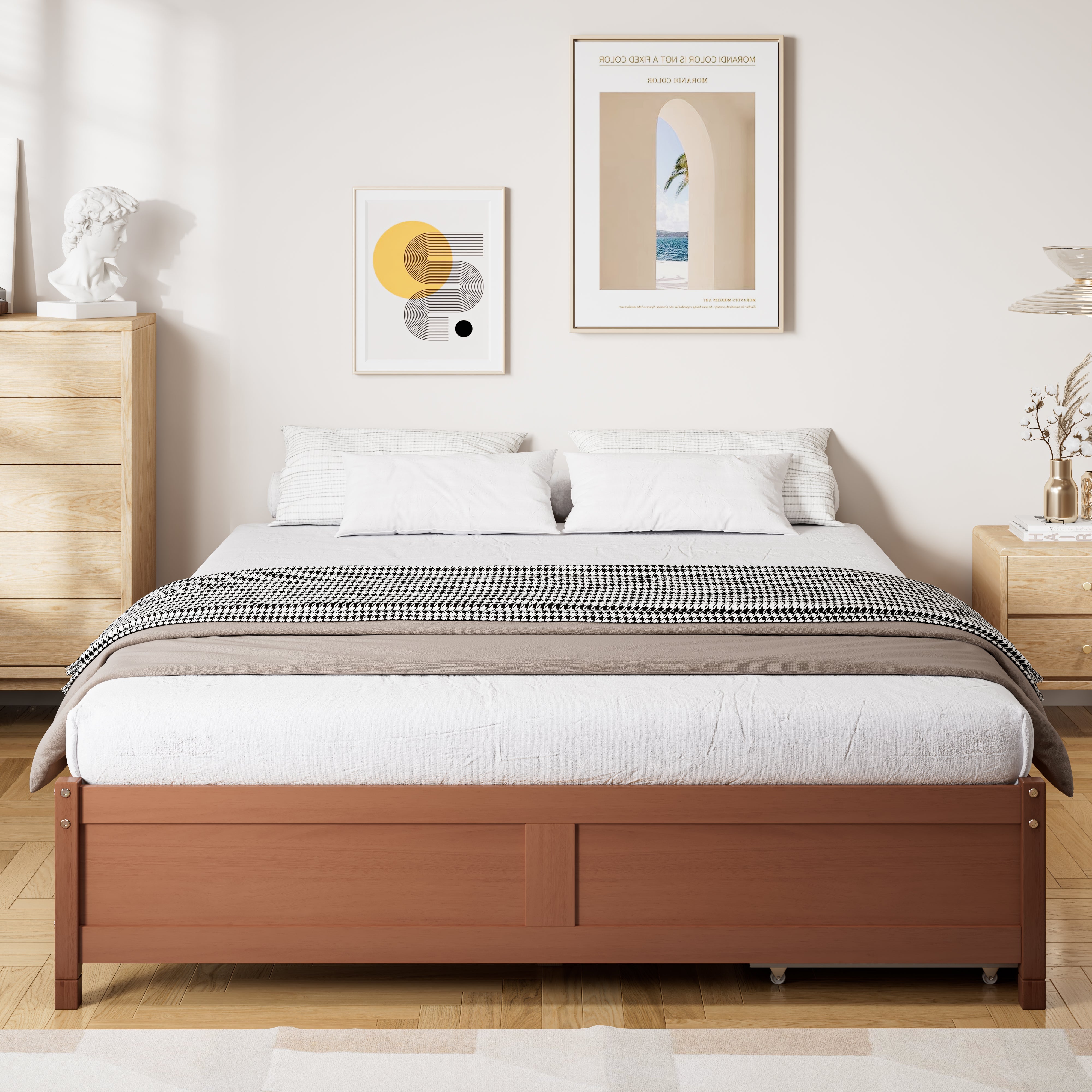 Logidon Kinderbed Vintage Hout Roodbruin 140x200 cm met twee lades