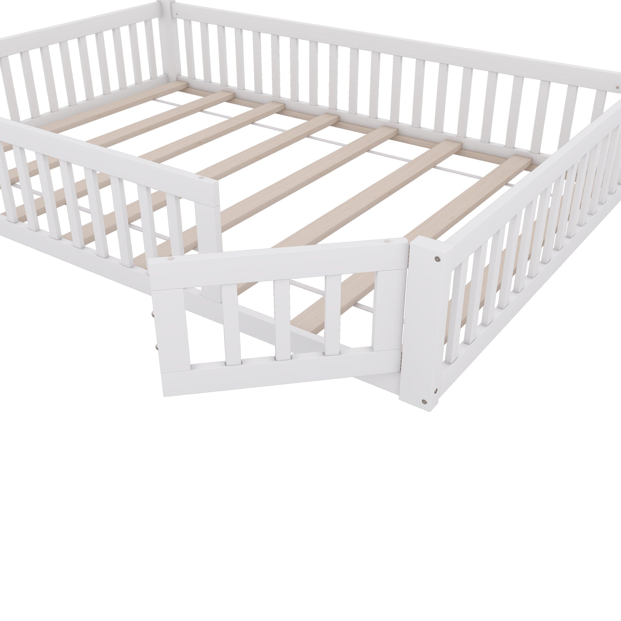 Logidon kinderbed 140x200 schouwvorm wit grenenhout met lattenbodem