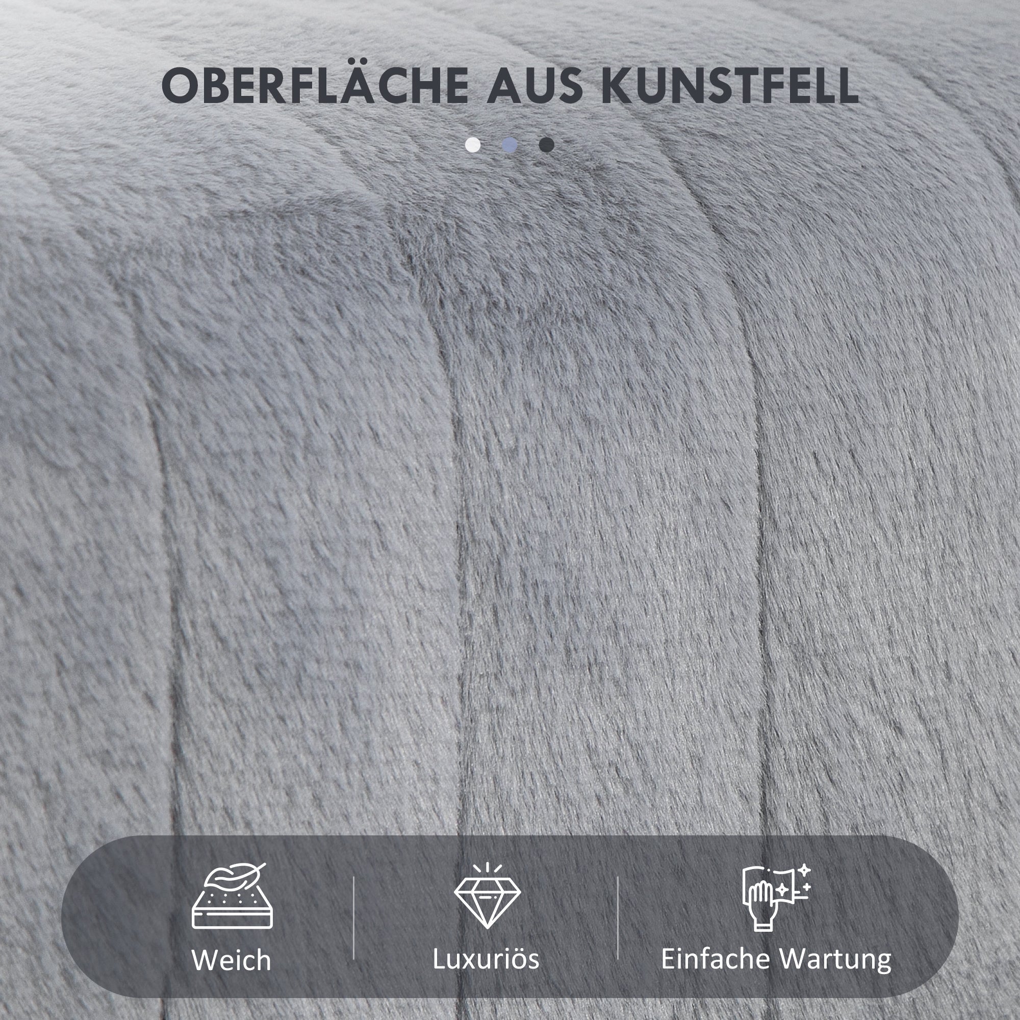 Logidon bank met faux fur look grijs 82x30x47 cm metalen poten
